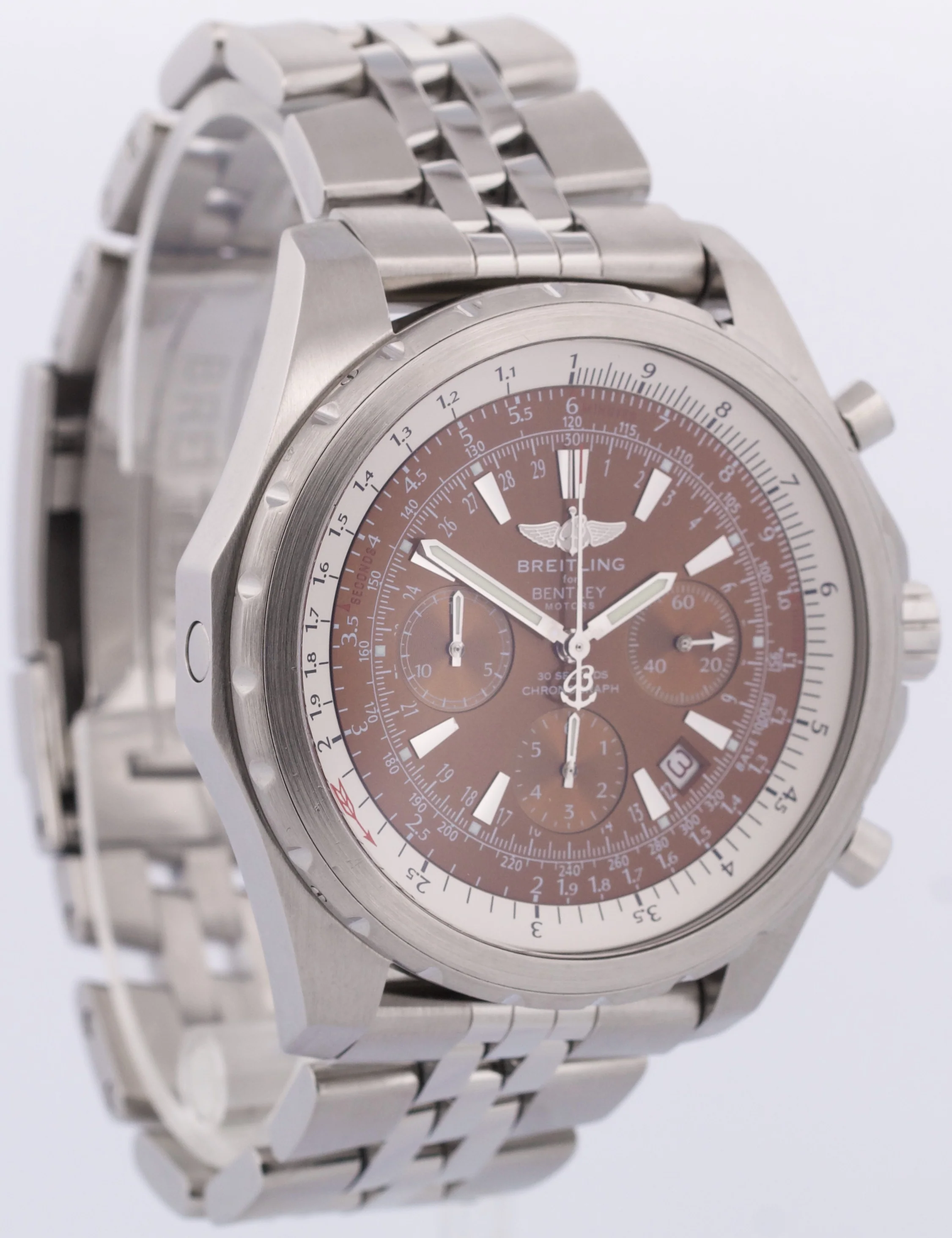 PAPERS Breitling Bentley Motors HAVANA Brown Chronograph Steel A25363 48.7mm BOX - Image 4