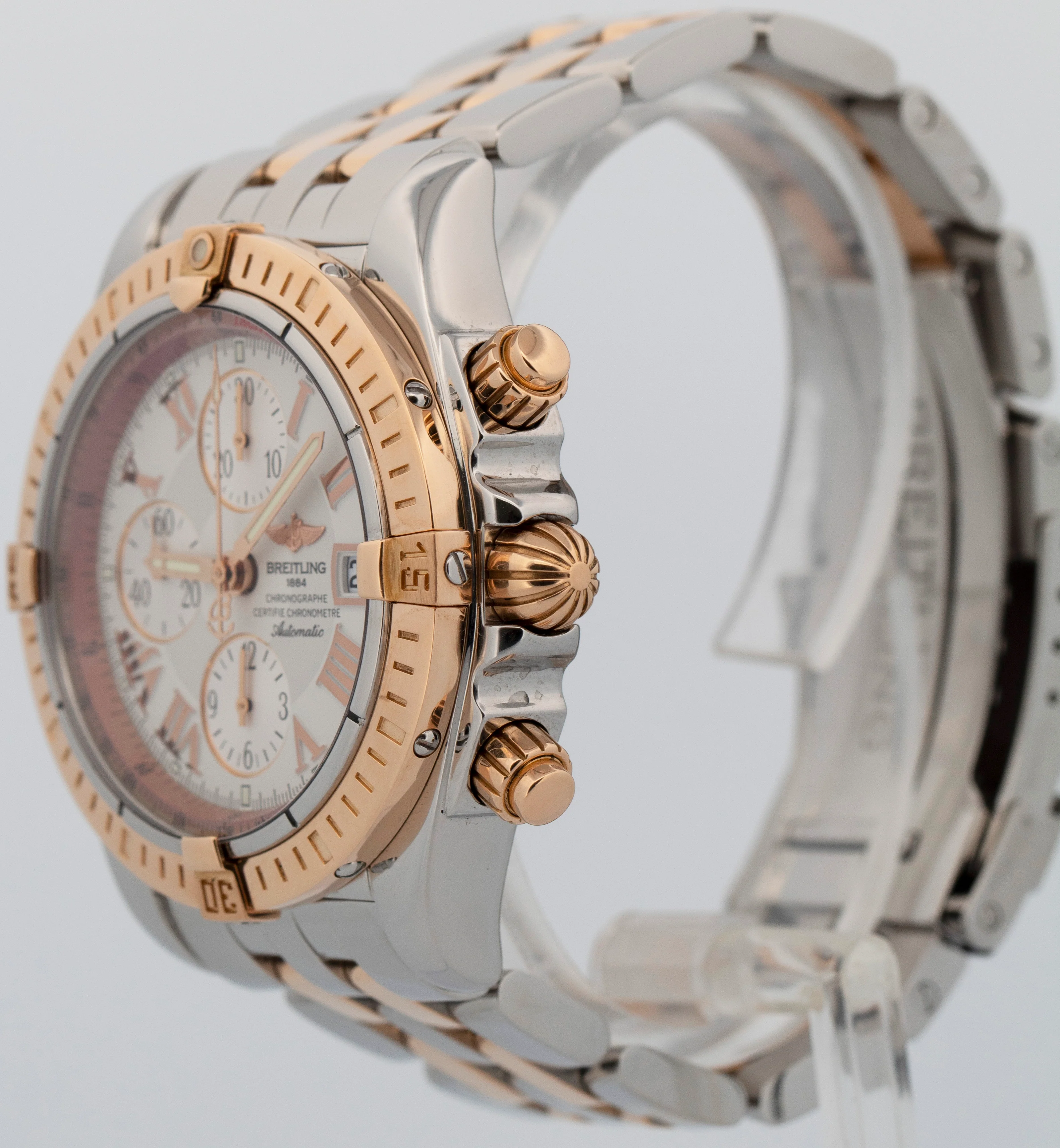 PAPERS Breitling Chronomat Evolution 43mm Two-Tone Rose Gold Watch C13356 BOX - Image 3
