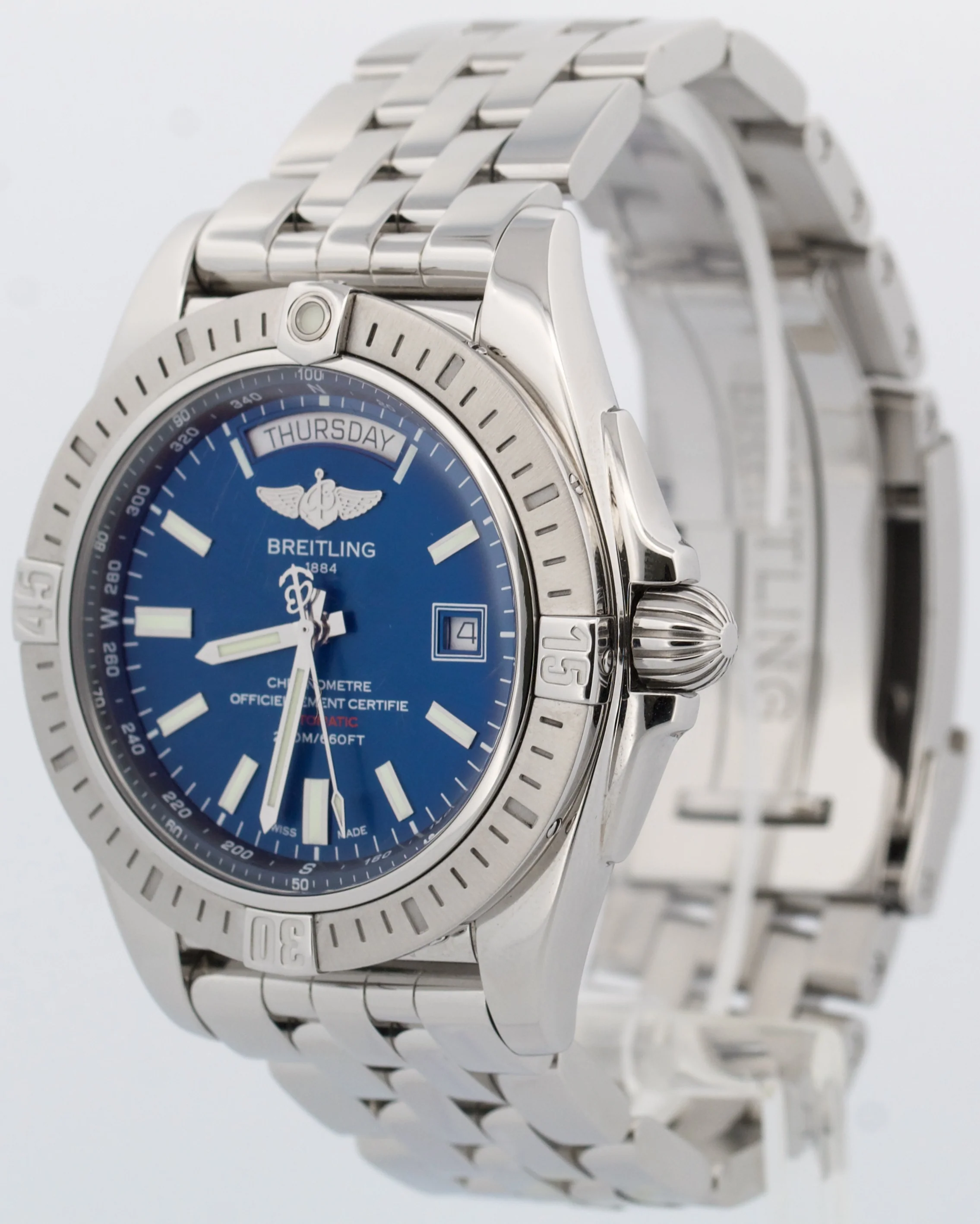 PAPERS Breitling Galactic 44mm BLUE Stainless Steel Date Watch A45320 BOX - Image 3
