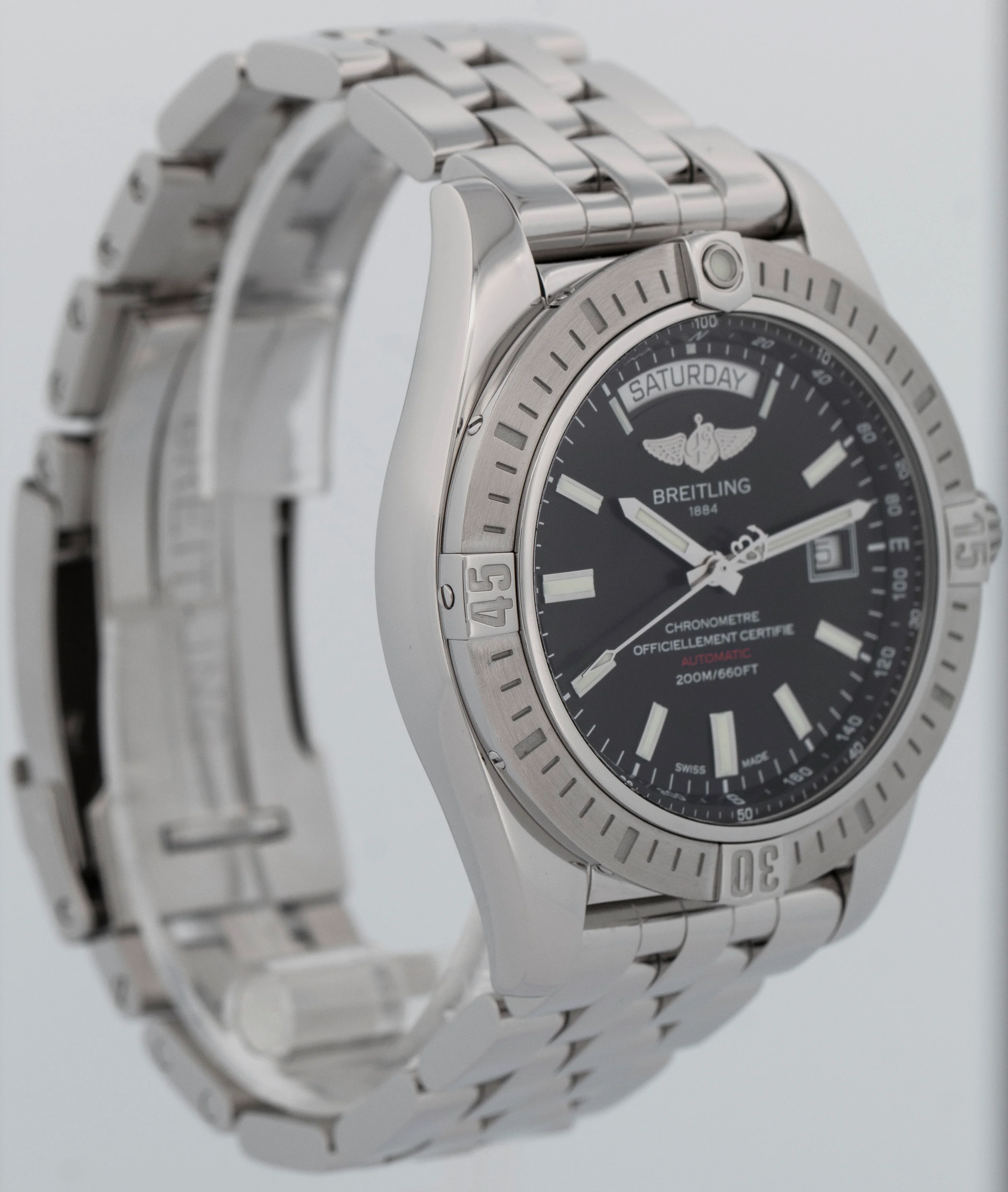 PAPERS Breitling Galactic 44mm Stainless Steel Black Date Watch A45320 BOX - Image 3