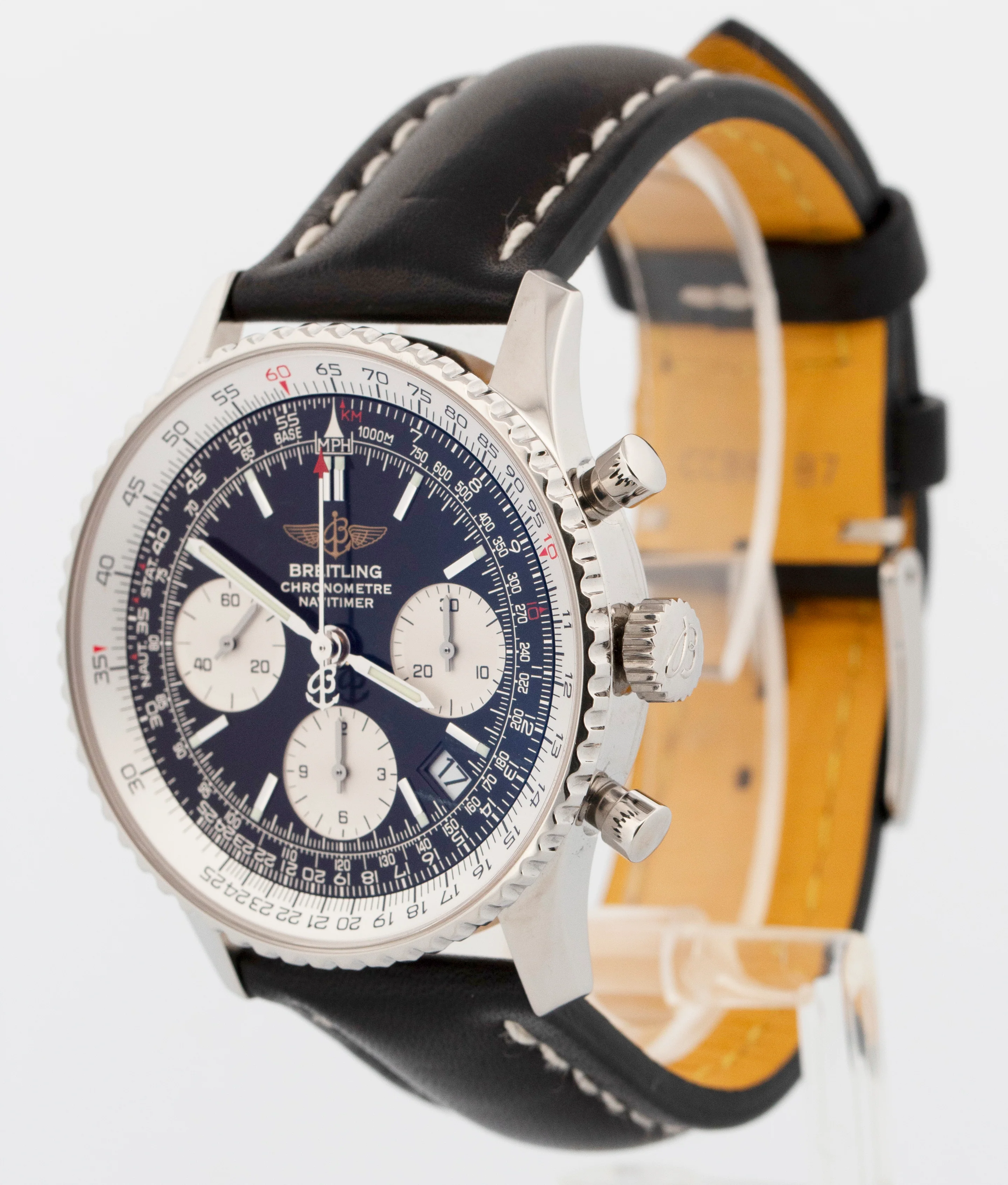 PAPERS Breitling Navitimer Chronograph 42mm Black Steel Watch A23322 BOX - Image 3