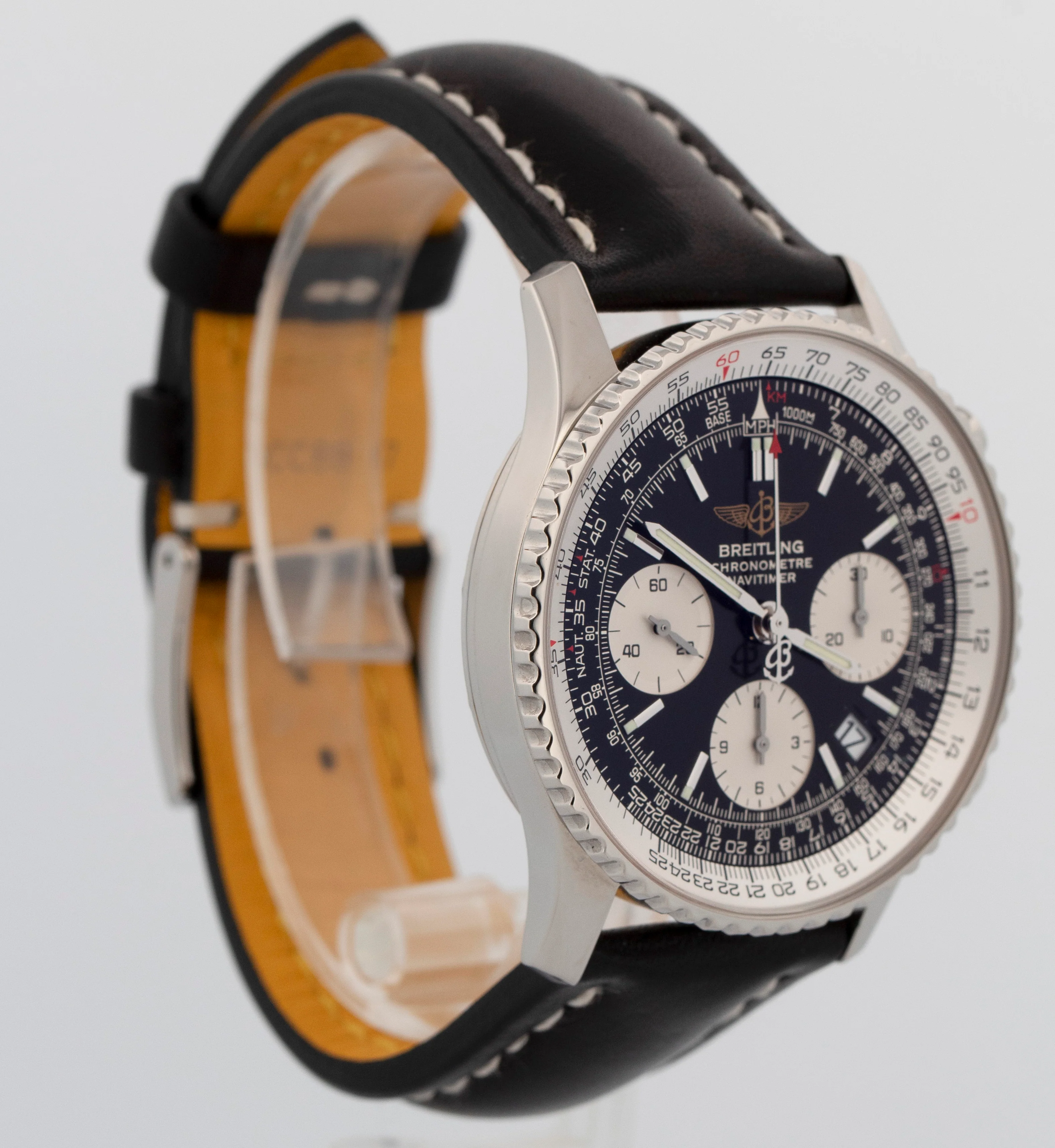 PAPERS Breitling Navitimer Chronograph 42mm Black Steel Watch A23322 BOX - Image 5
