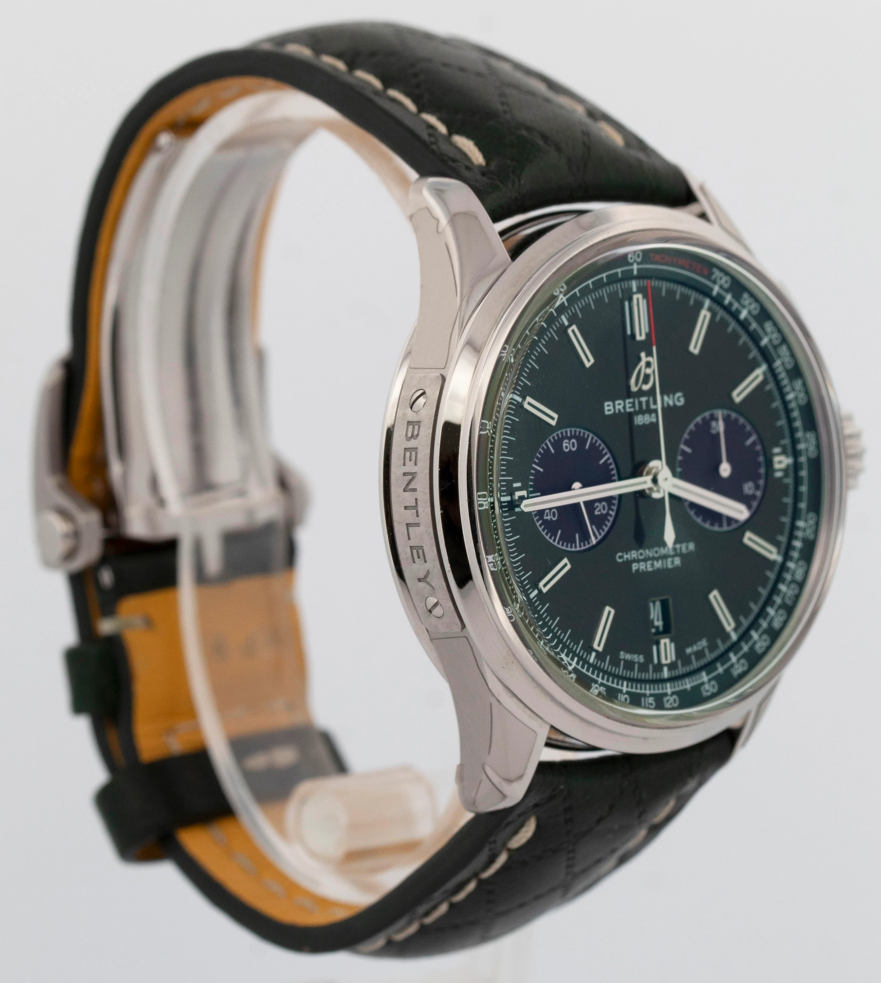 PAPERS Breitling Premier B01 42mm Stainless Steel Green Date Watch AB0118 BOX - Image 4