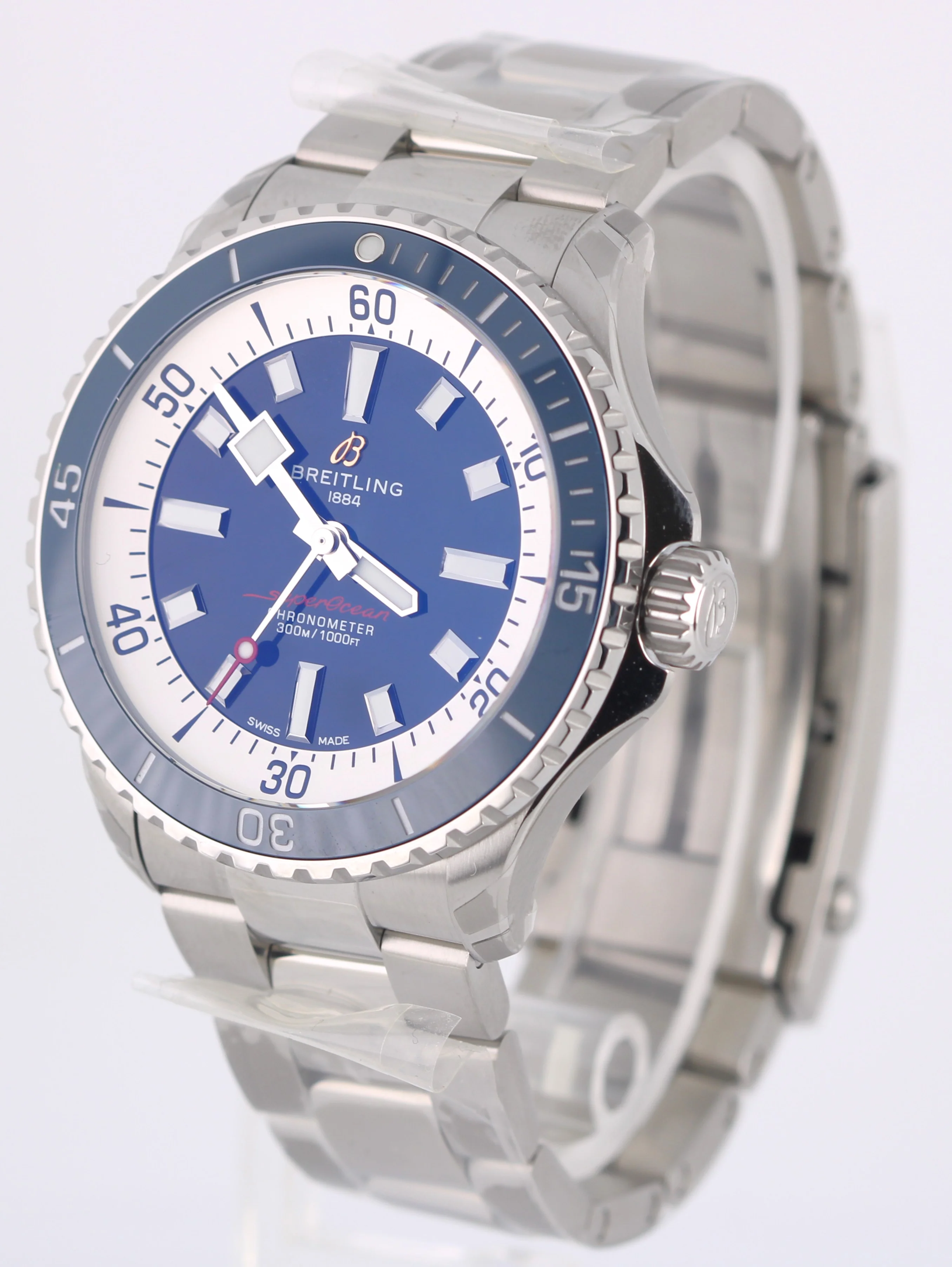 NEW STICKERED Breitling SuperOcean PAPERS Steel Blue 42mm A17375 Watch BOX - Image 3