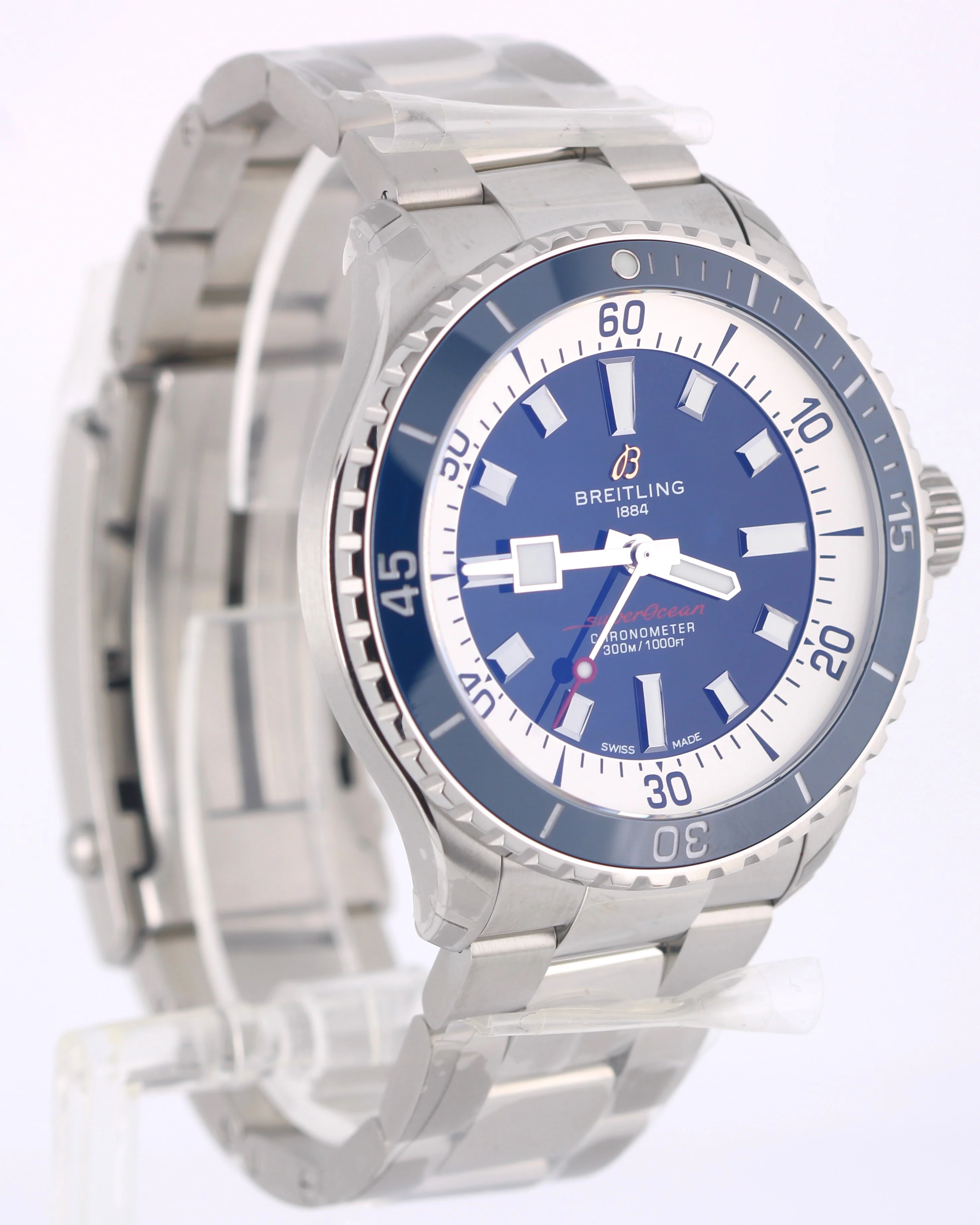 NEW STICKERED Breitling SuperOcean PAPERS Steel Blue 42mm A17375 Watch BOX - Image 4