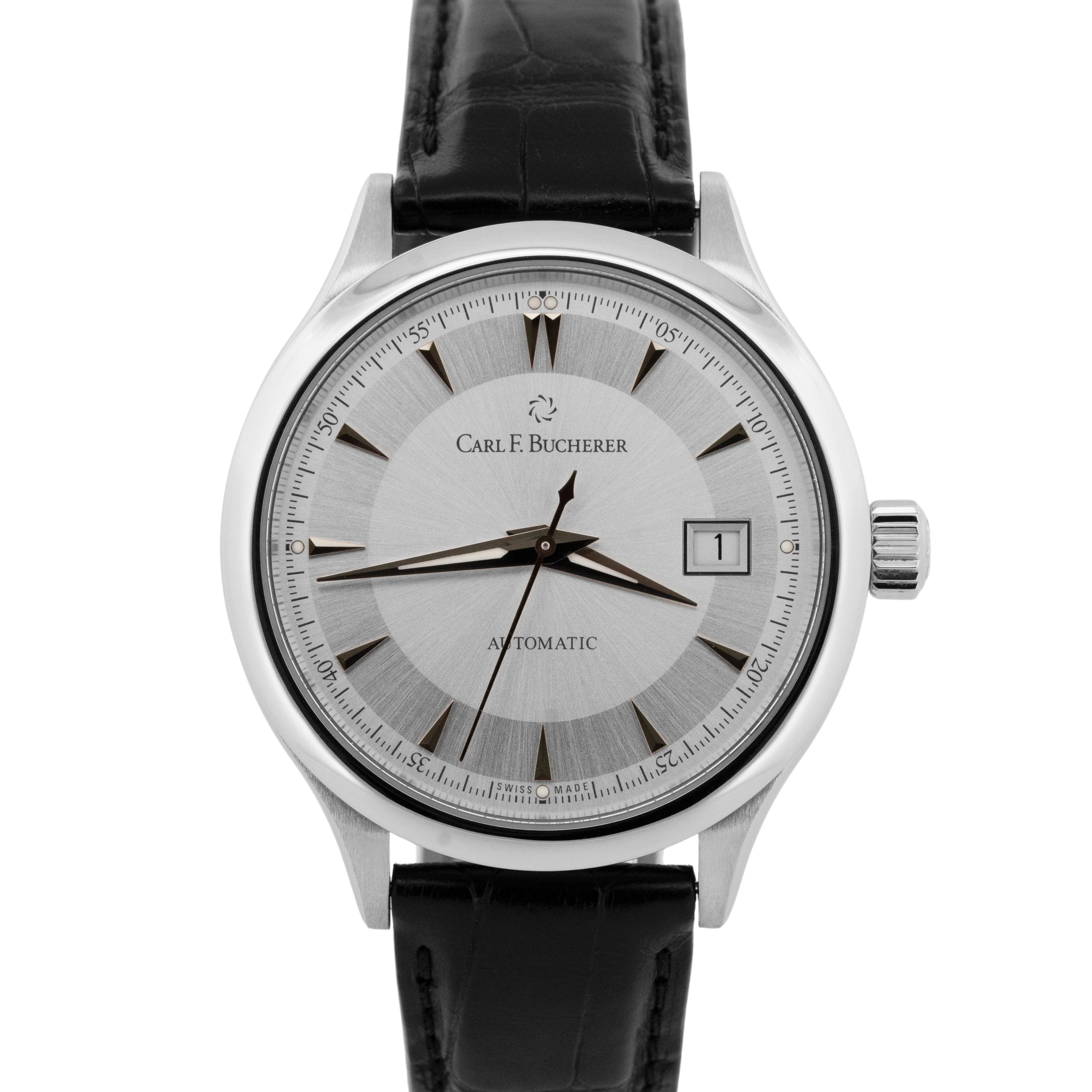 PAPERS Carl F. Bucherer Manero Steel Silver 38mm 00.10908.08.13.01 Watch BOX