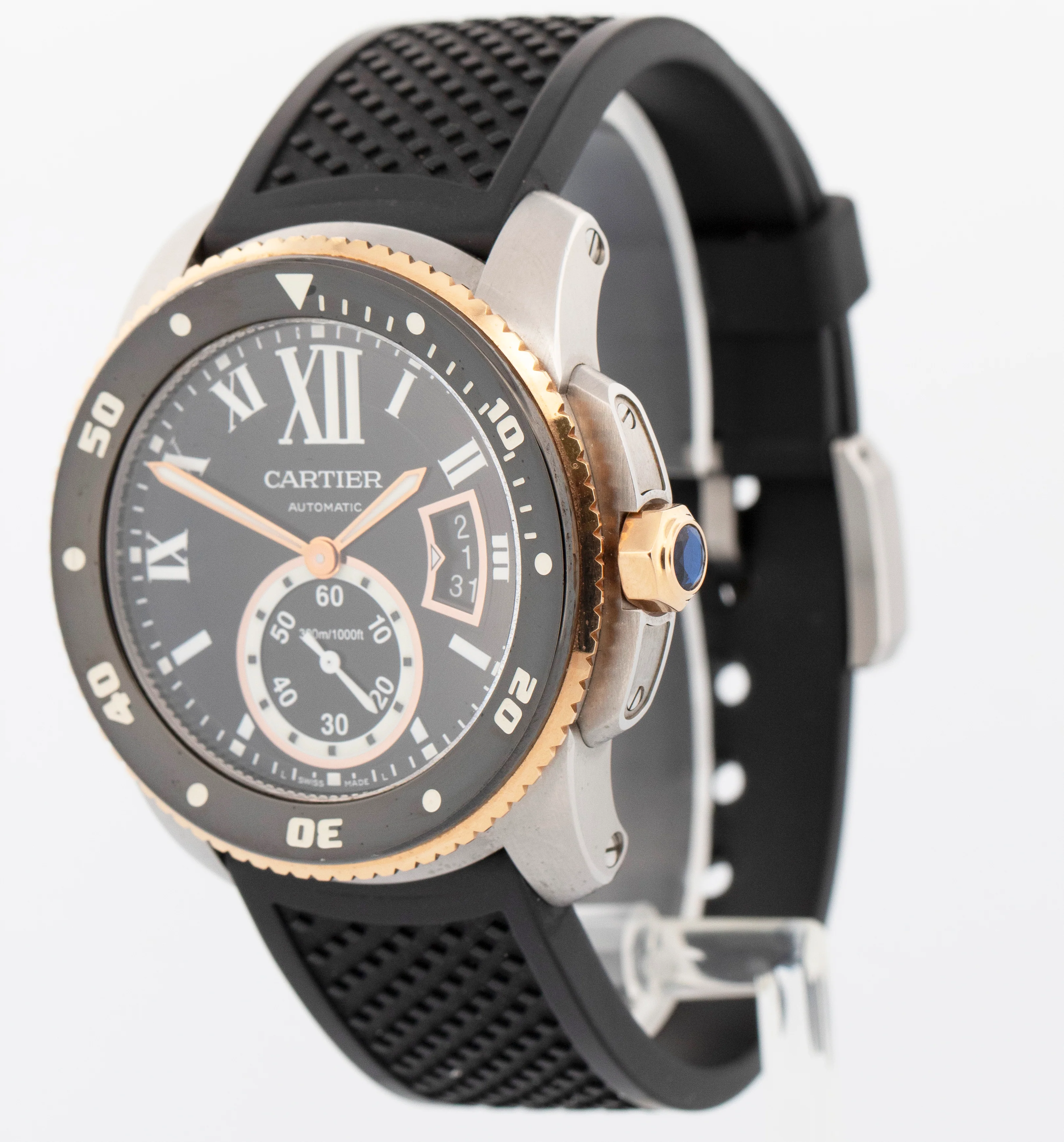 PAPERS Cartier Calibre Diver Date Two-Tone Rose Gold 42mm 3729 W7100055 Watch - Image 3