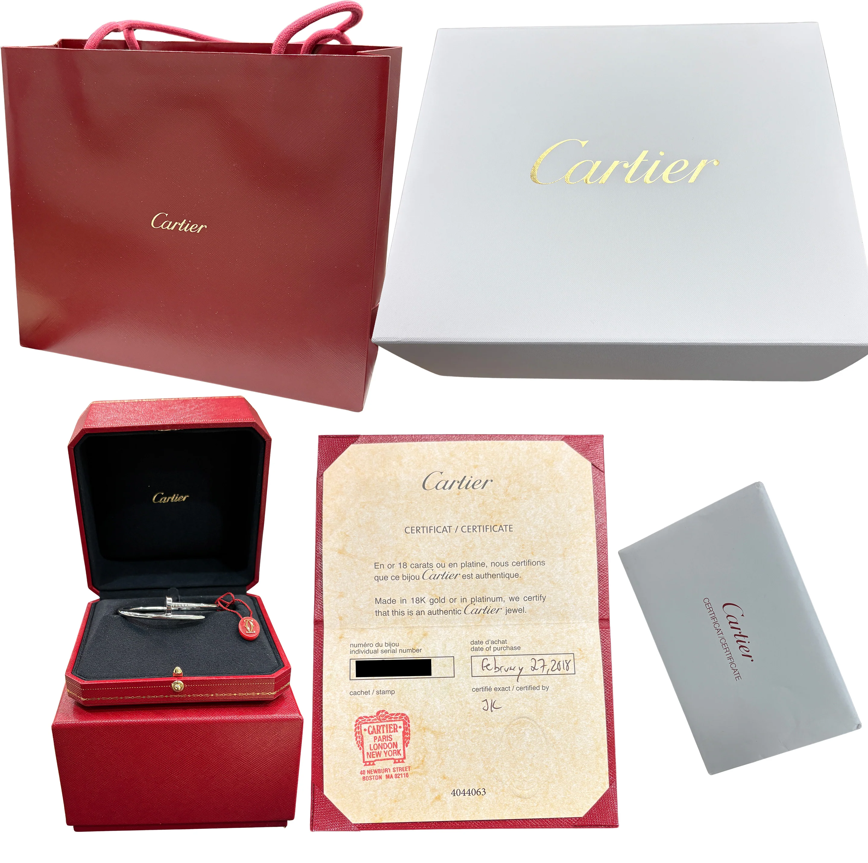 PAPERS Cartier Juste Un Clou Nail Bracelet Size 17 18K White Gold AU 750 BOX - Image 3