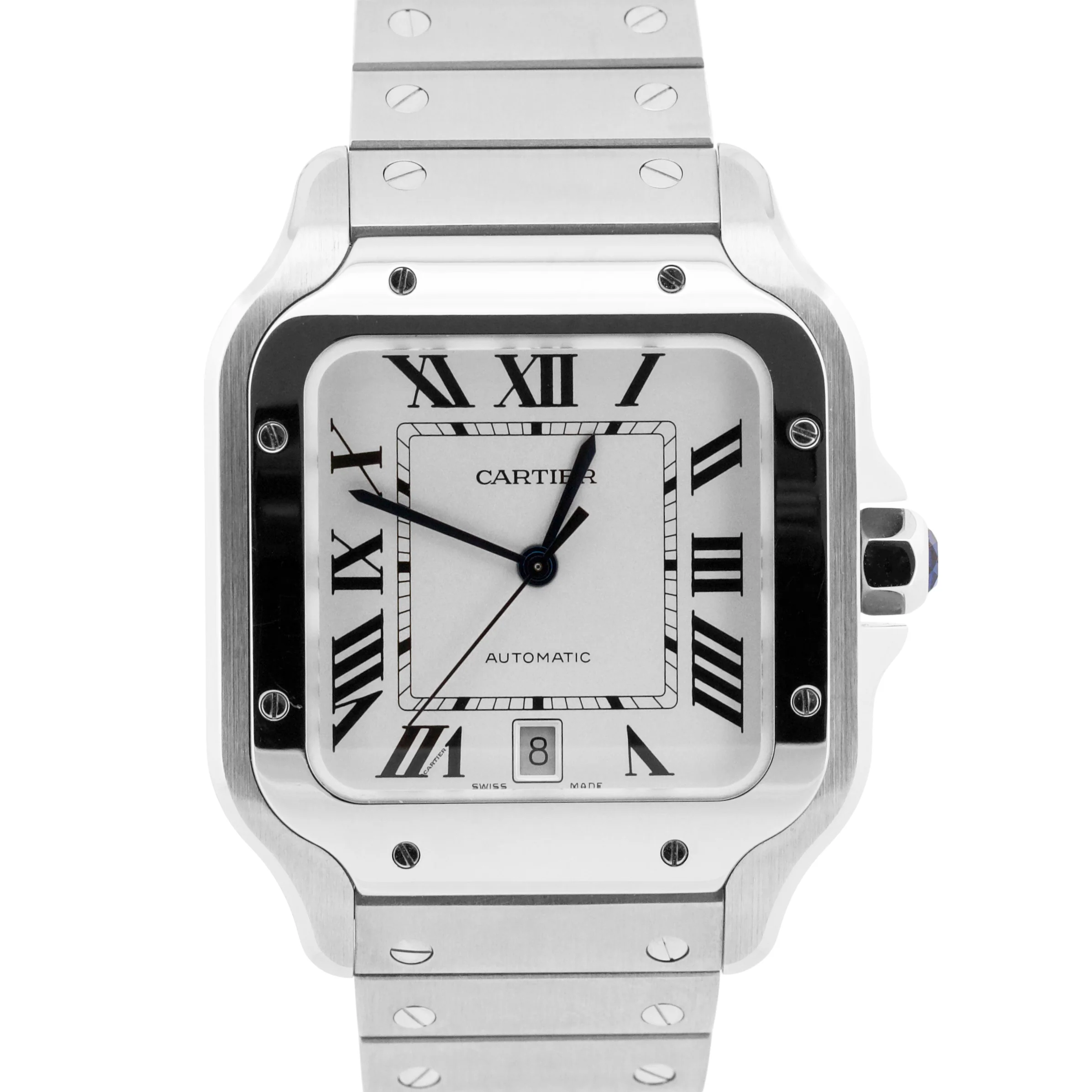PAPERS Cartier Santos 39.8mm WHITE ROMAN Stainless Steel 4072 WSSA0018 BOX