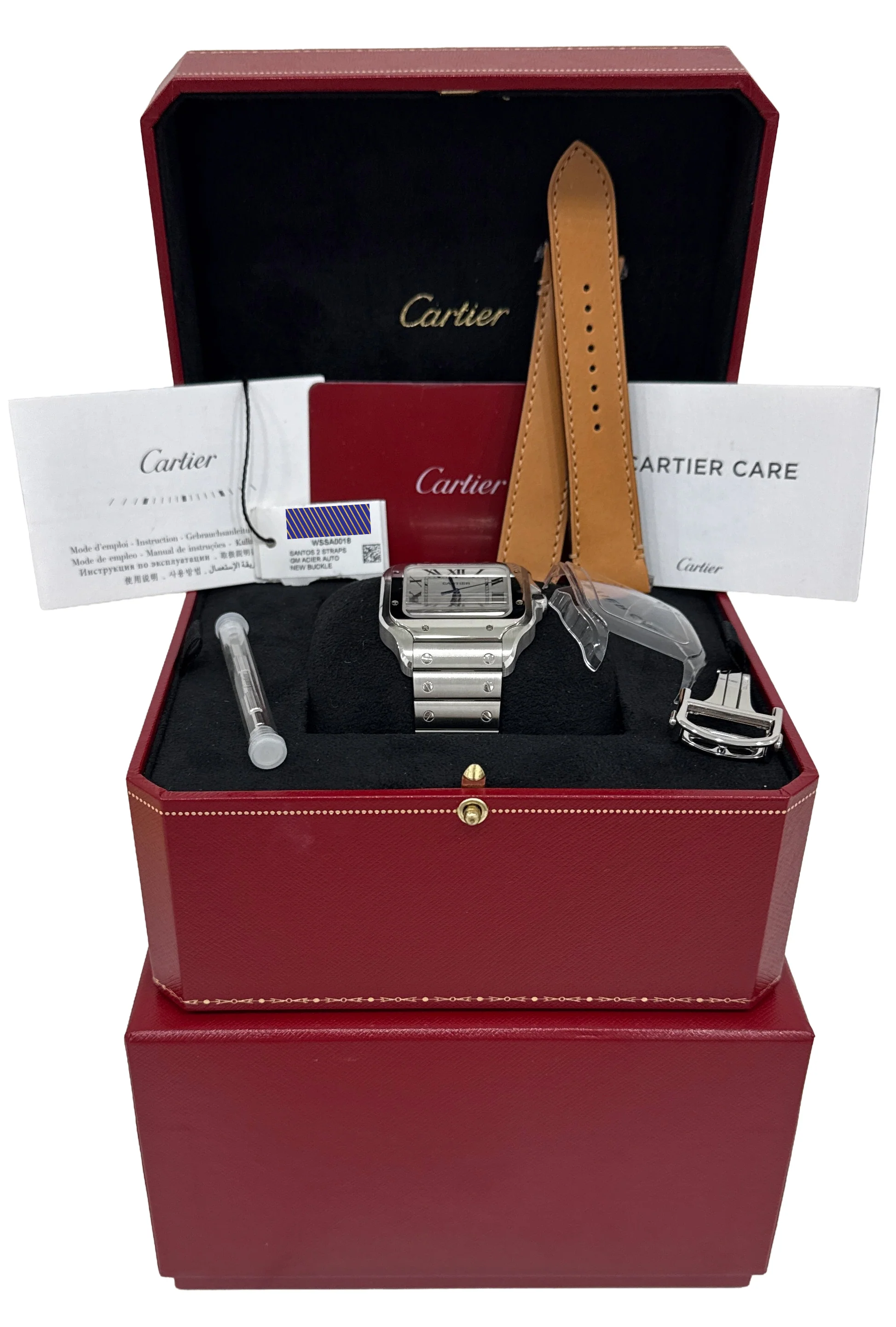 PAPERS Cartier Santos 39.8mm WHITE ROMAN Stainless Steel 4072 WSSA0018 BOX - Image 2