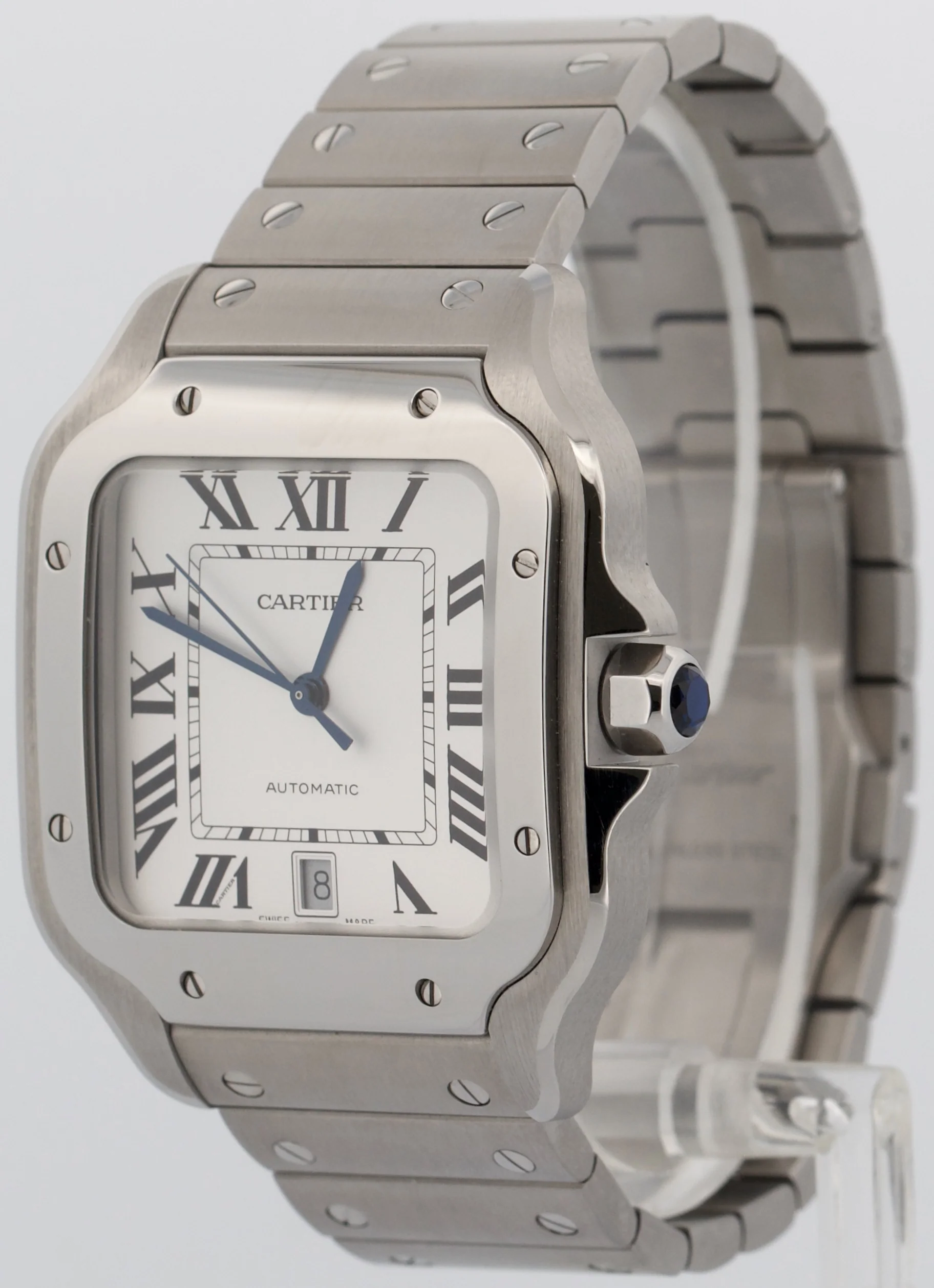 PAPERS Cartier Santos 39.8mm WHITE ROMAN Stainless Steel 4072 WSSA0018 BOX - Image 3