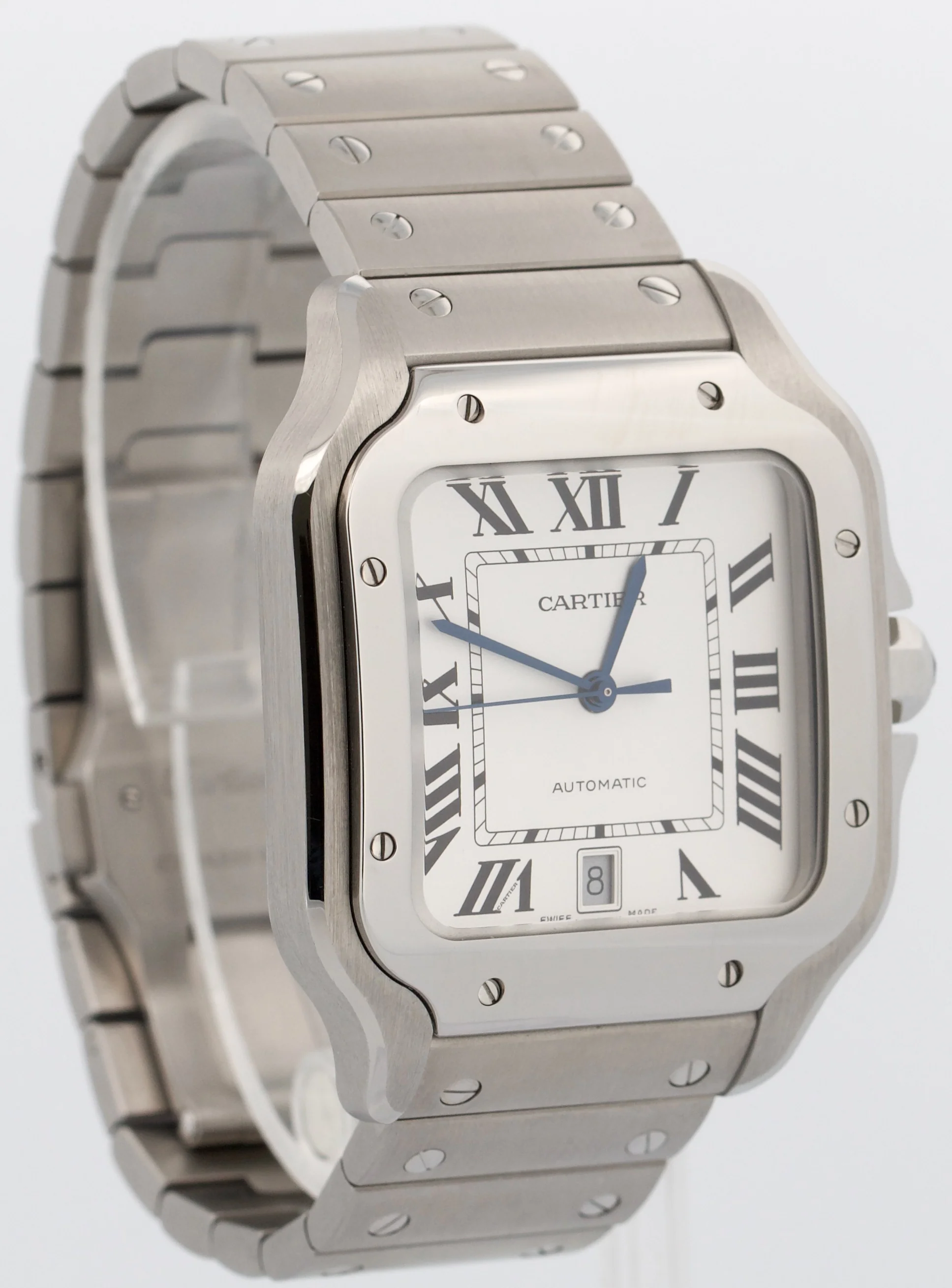 PAPERS Cartier Santos 39.8mm WHITE ROMAN Stainless Steel 4072 WSSA0018 BOX - Image 4