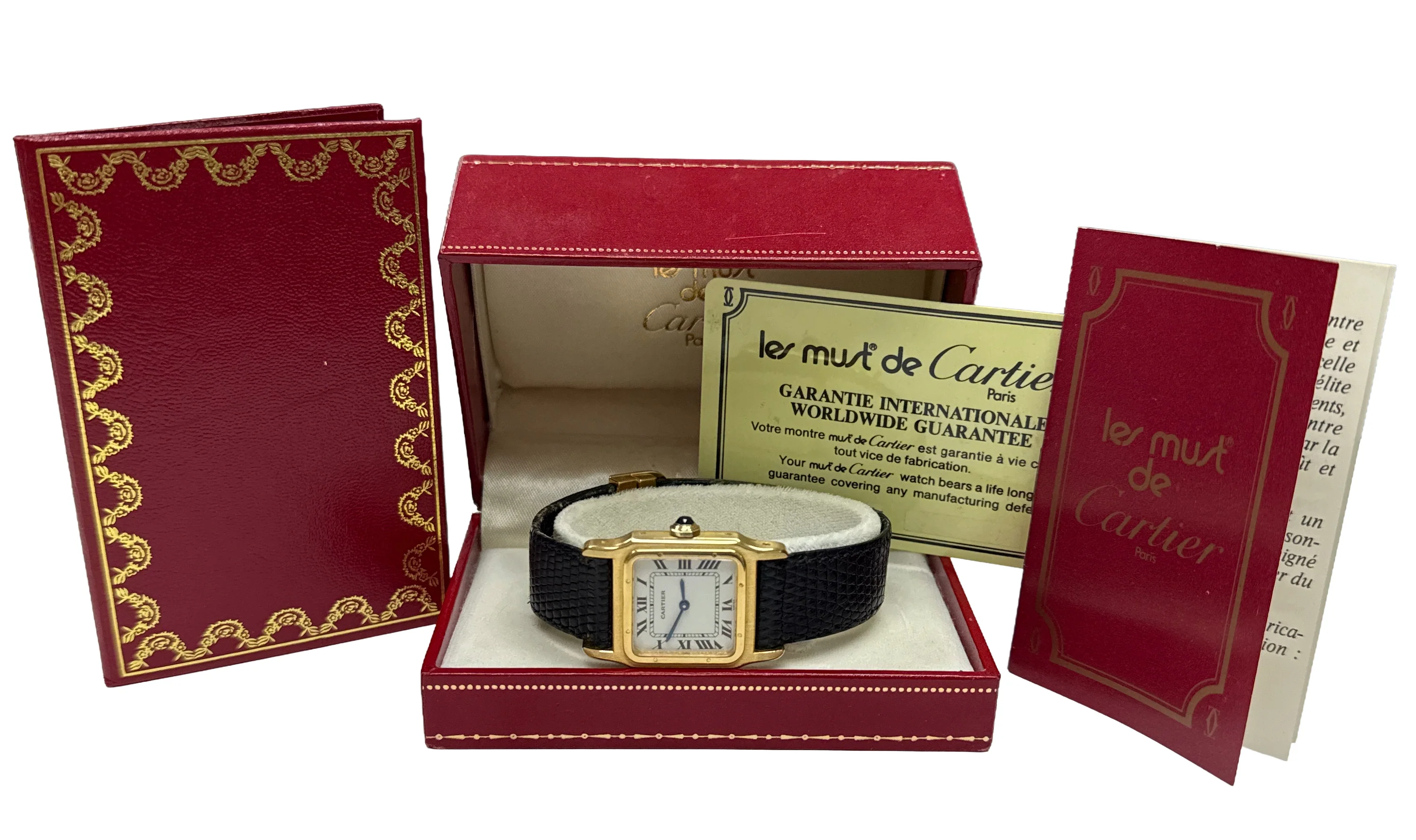 PAPERS Cartier Santos Dumont 78097 18K Yellow Gold 24.5mm Manual Leather BOX - Image 2