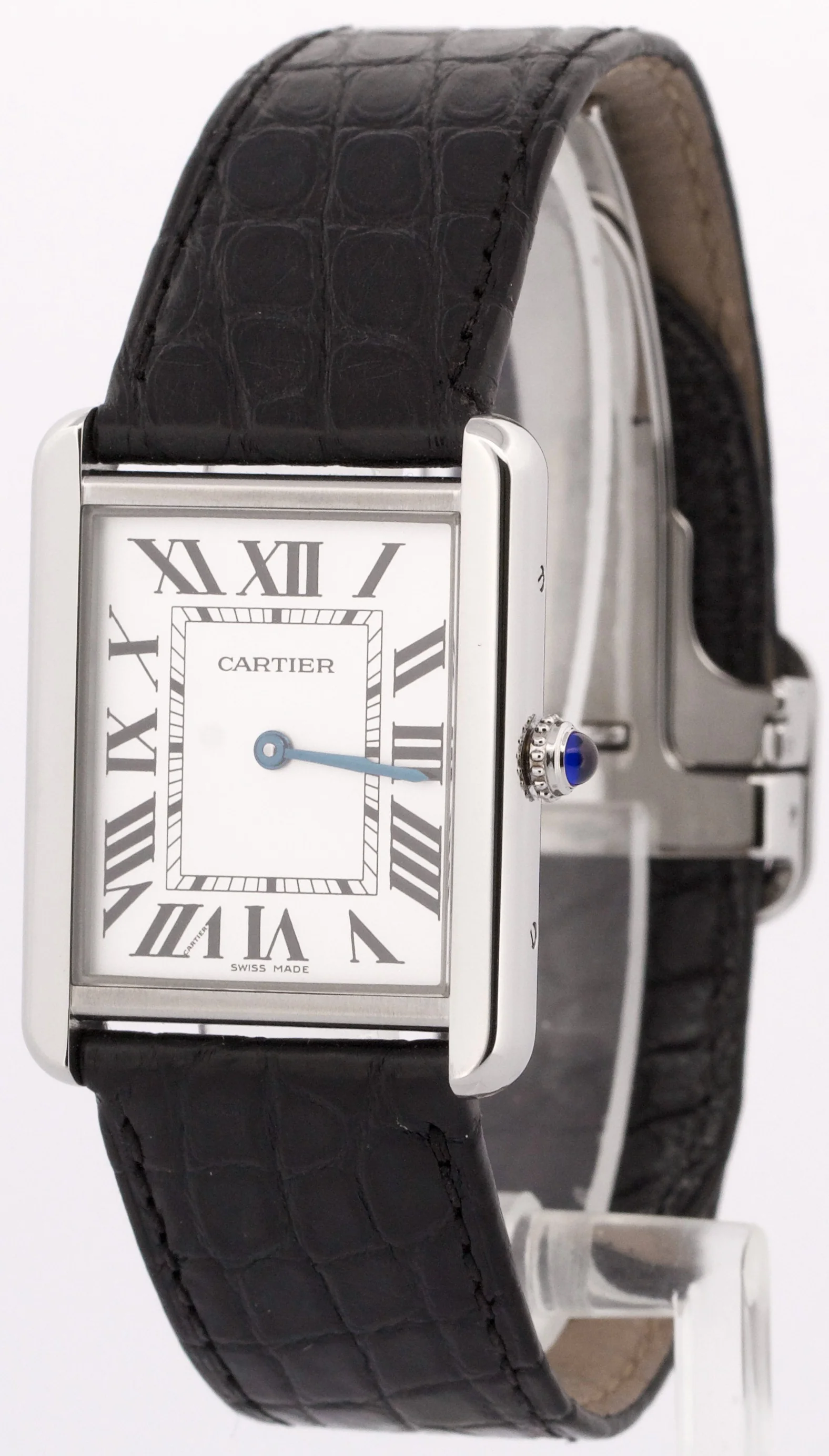 PAPERS Cartier Tank Solo Large SILVER Steel Roman Leather Quartz 3169 / W5200003 - Image 3