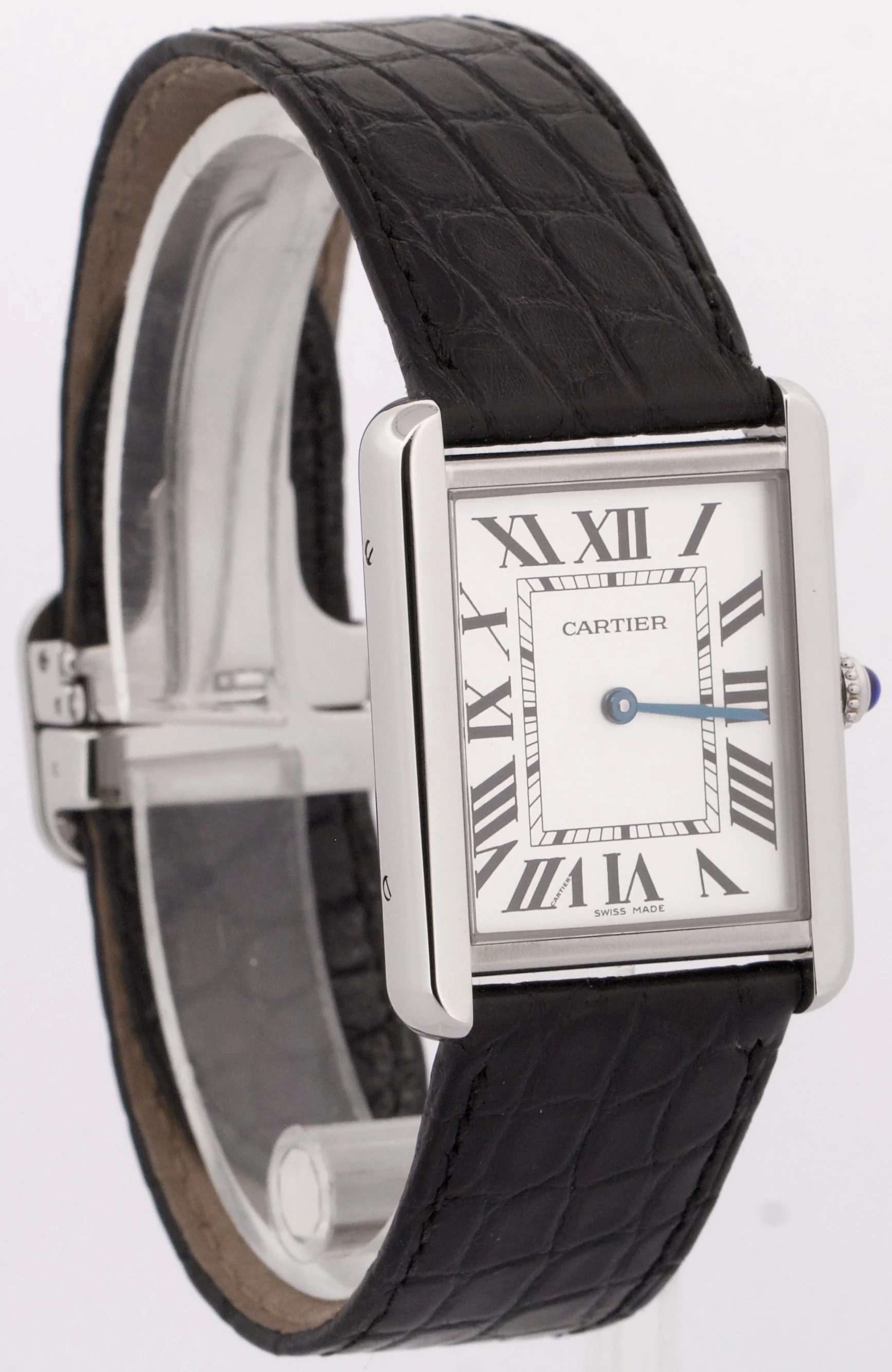 PAPERS Cartier Tank Solo Large SILVER Steel Roman Leather Quartz 3169 / W5200003 - Image 4