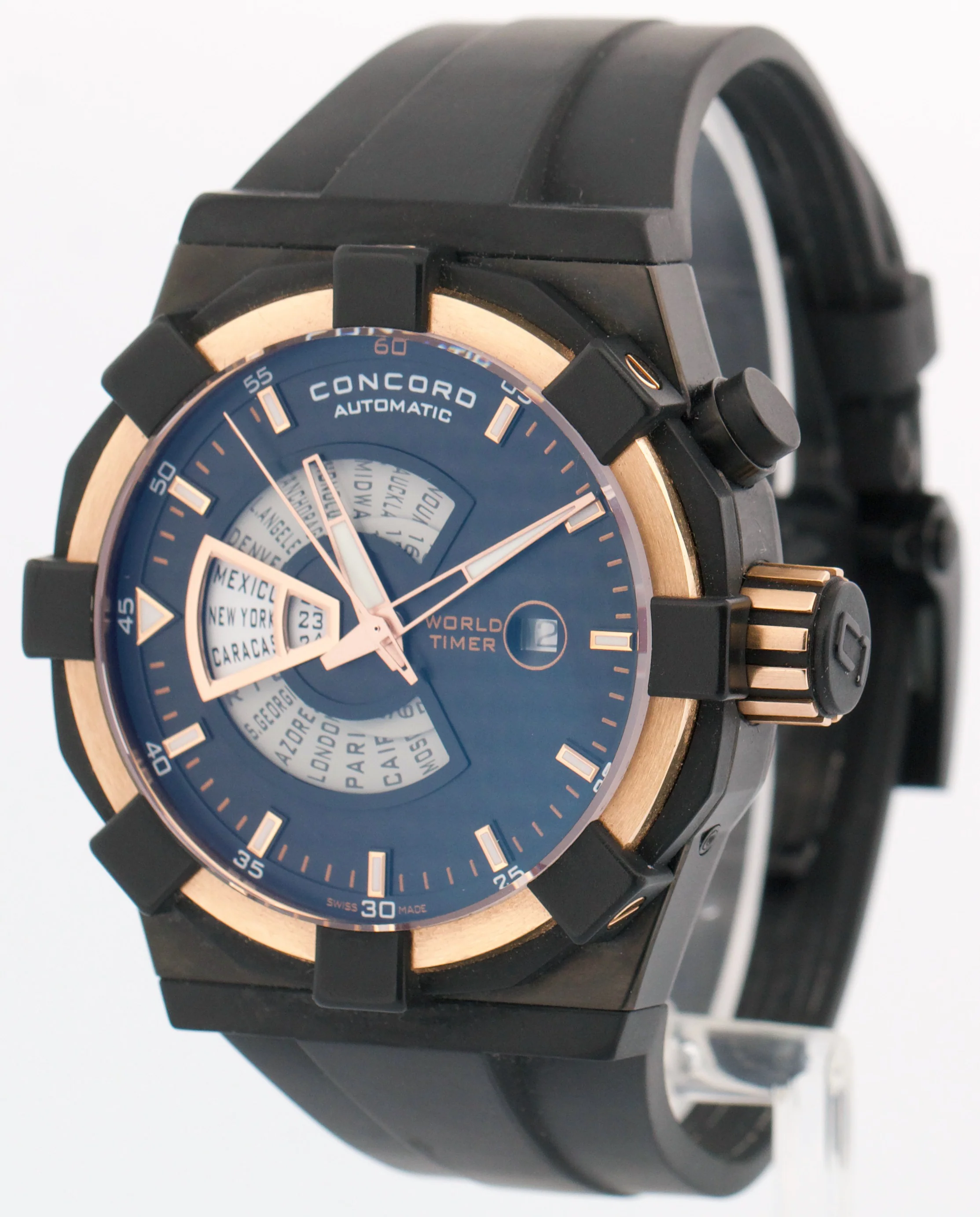 PAPERS Concord C1 World Timer 47mm 18K Rose DLC Steel Rubber 01.6.78.1016 BOX - Image 3