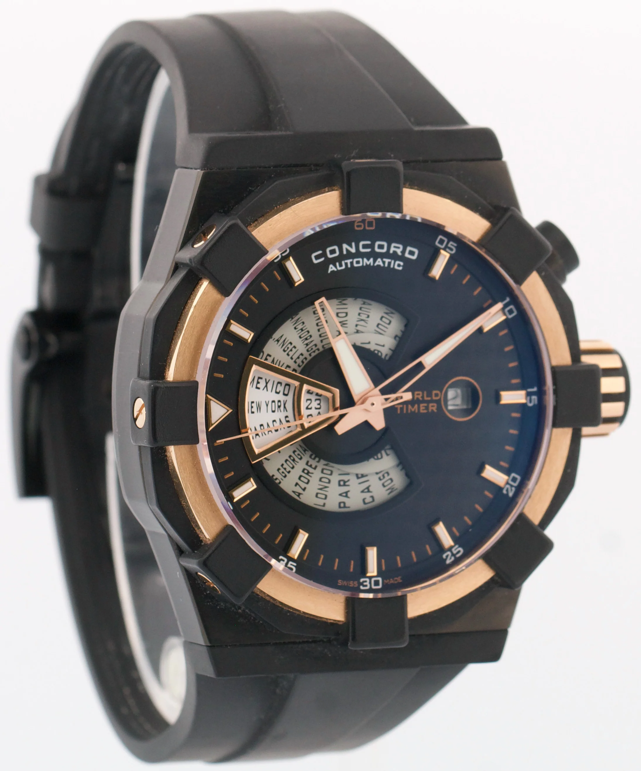 PAPERS Concord C1 World Timer 47mm 18K Rose DLC Steel Rubber 01.6.78.1016 BOX - Image 4