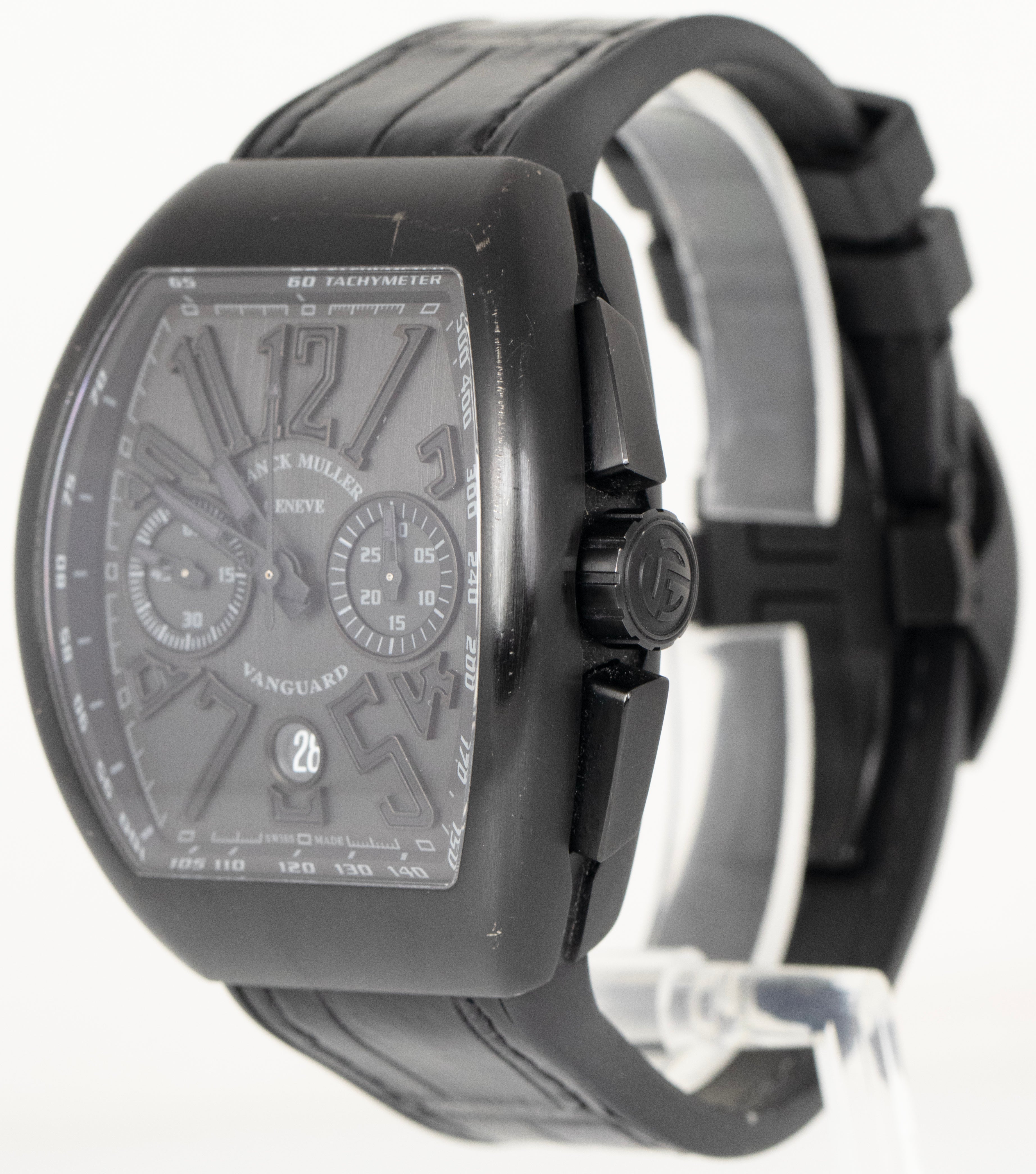 PAPERS Franck Muller Vanguard Black Titanium Chrono 45mm Watch V45 CC DT BOX - Image 4