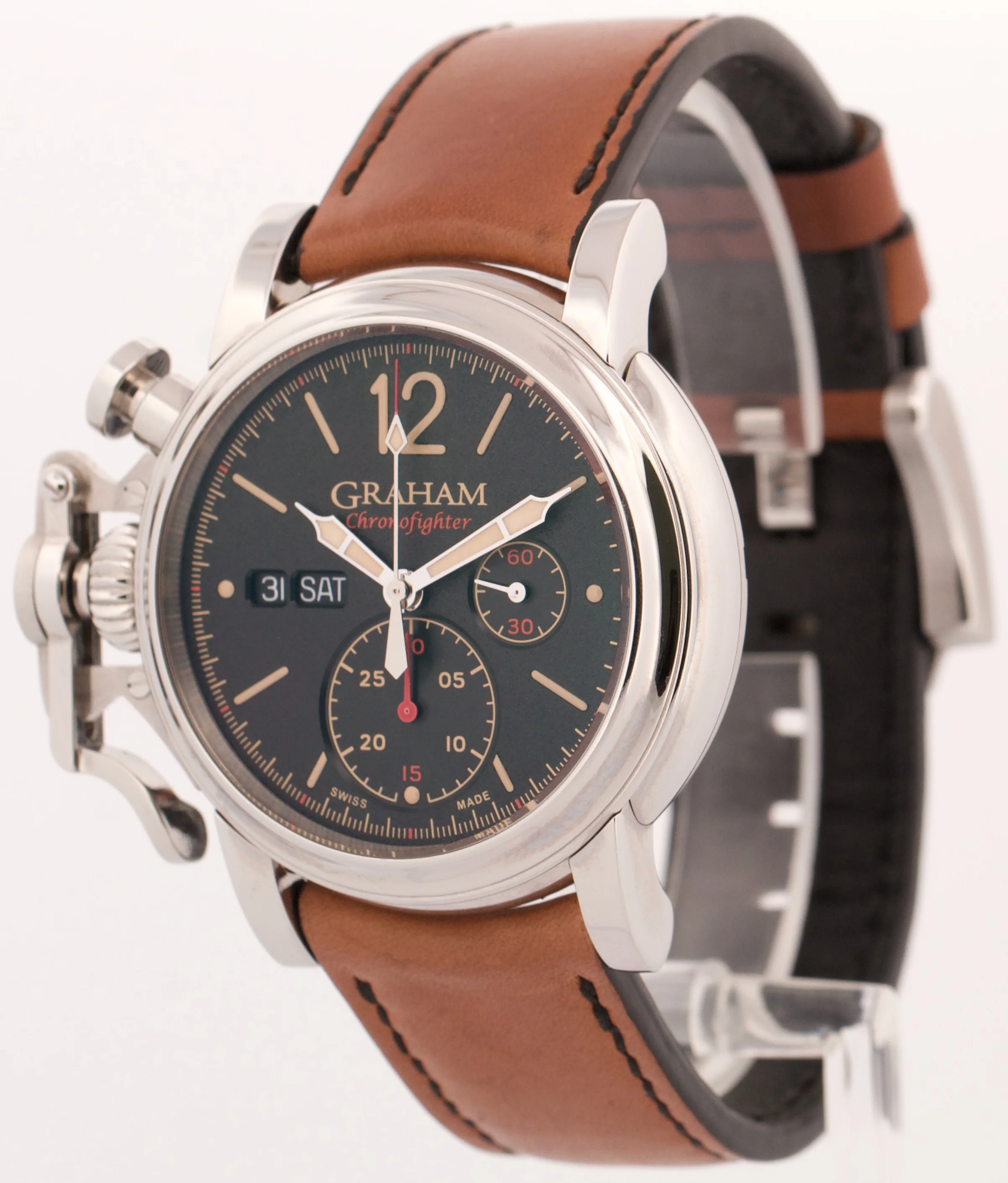 PAPERS Graham Chronofighter Vintage Steel BLACK 44mm 2CVAS.B03A Watch BOX - Image 4