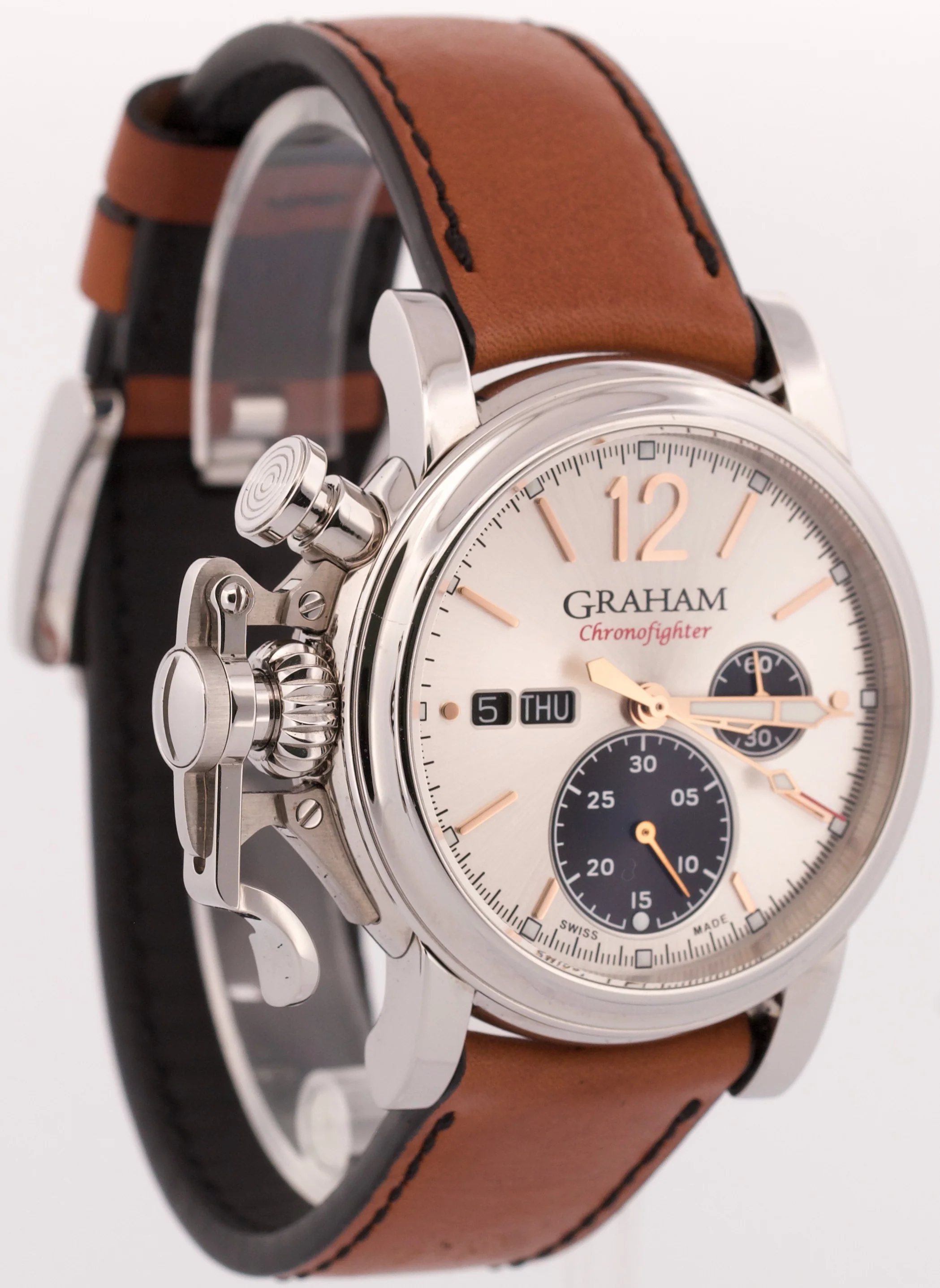 PAPERS Graham Chronofighter Vintage Steel SILVER 44mm 2CVAS.S03A Watch BOX - Image 4