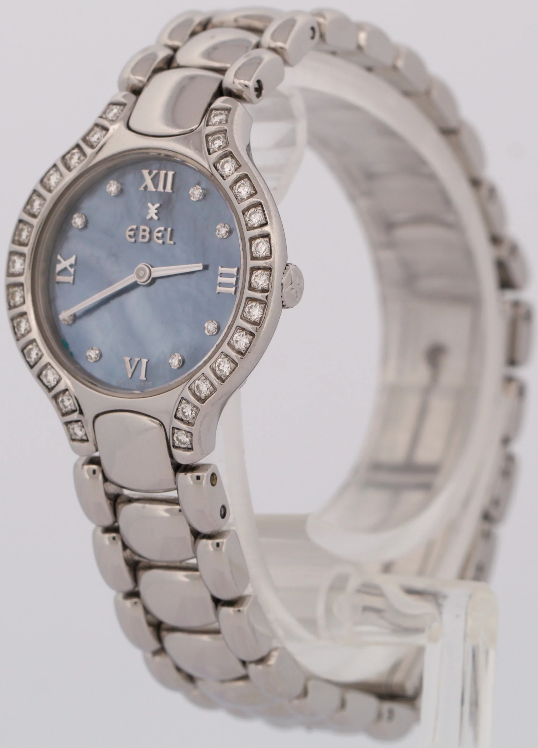 PAPERS Ladies Ebel Beluga Steel MOTHER OF PEARL DIAMOND Quartz 25mm E9976418 BOX - Image 3