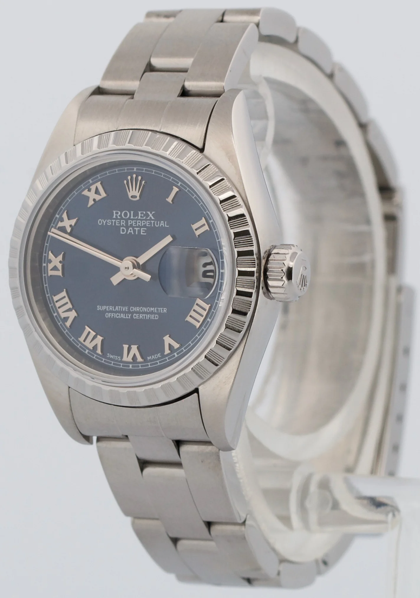 PAPERS Ladies Rolex DateJust BLUE ROMAN 26mm Engine-Turned Steel 79240 Watch BOX - Image 3