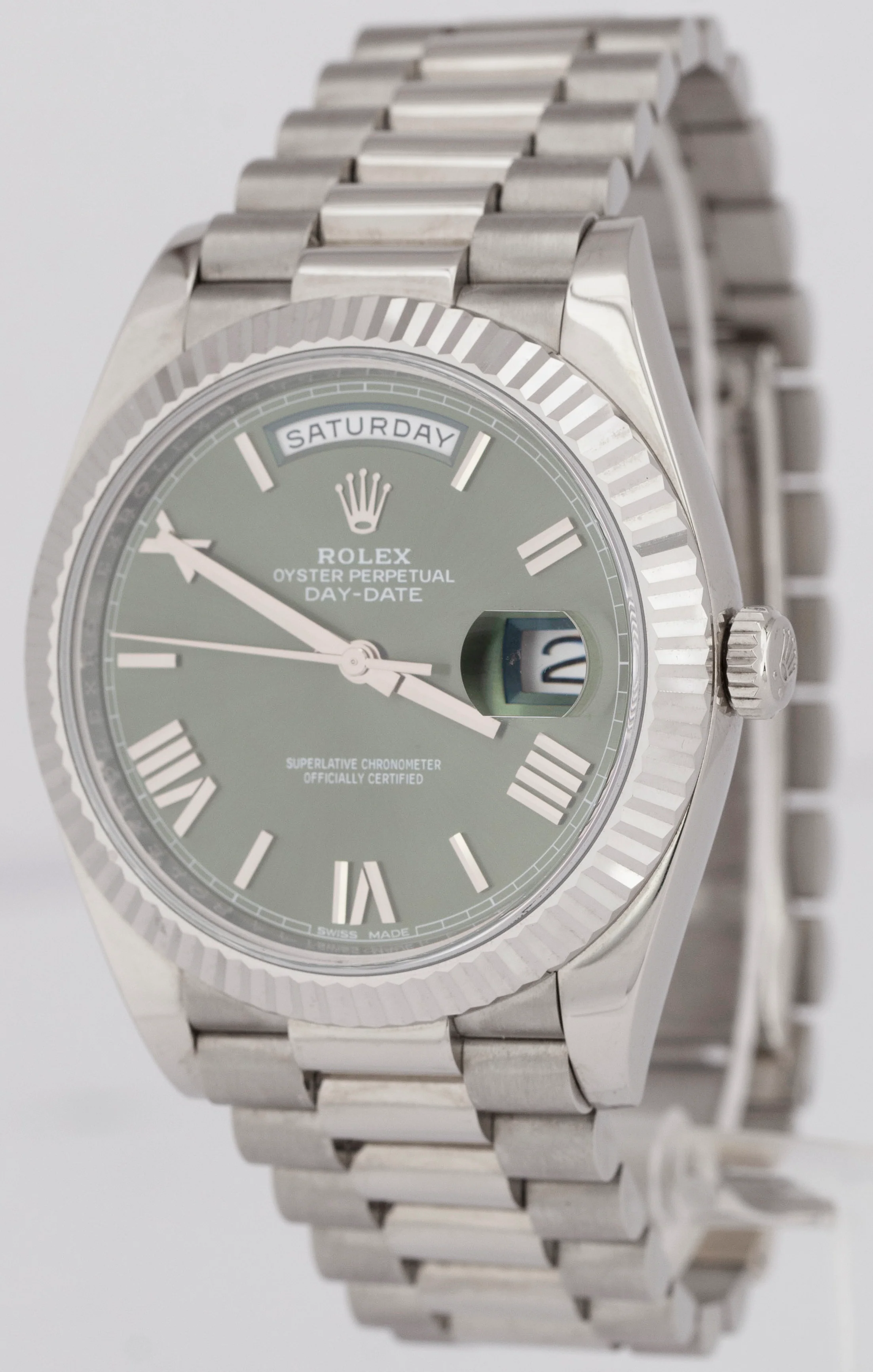 PAPERS MINT Rolex Day-Date 40mm OLIVE Green White Gold President 18K 228239 BOX - Image 3