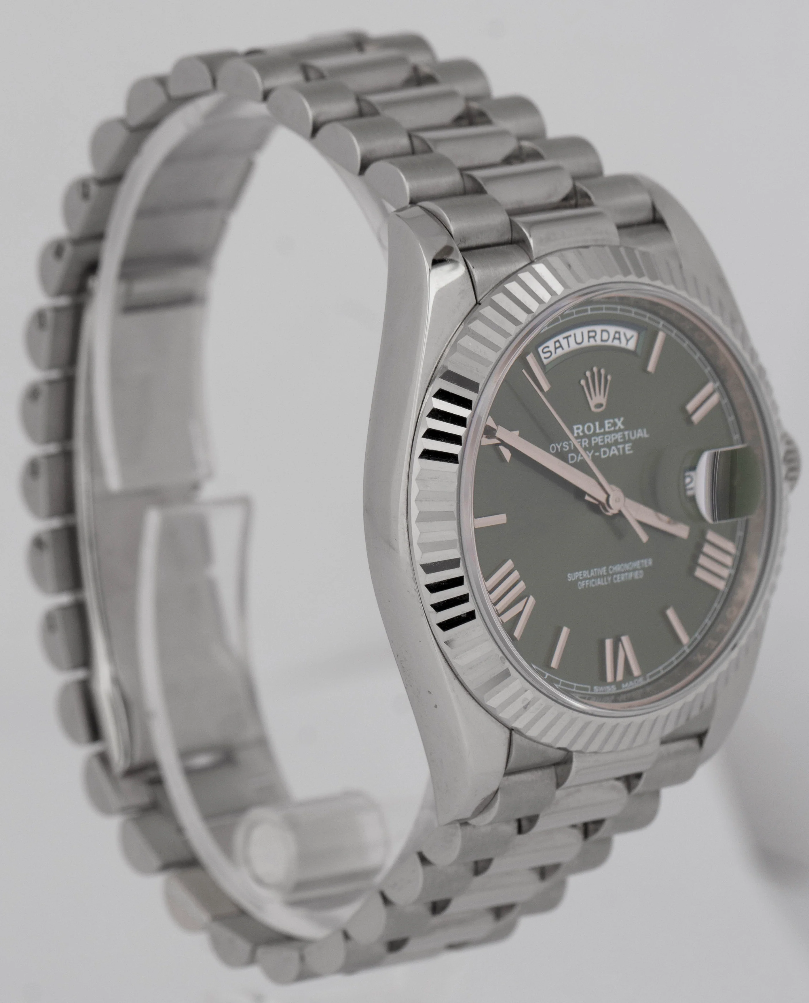 PAPERS MINT Rolex Day-Date 40mm OLIVE Green White Gold President 18K 228239 BOX - Image 4