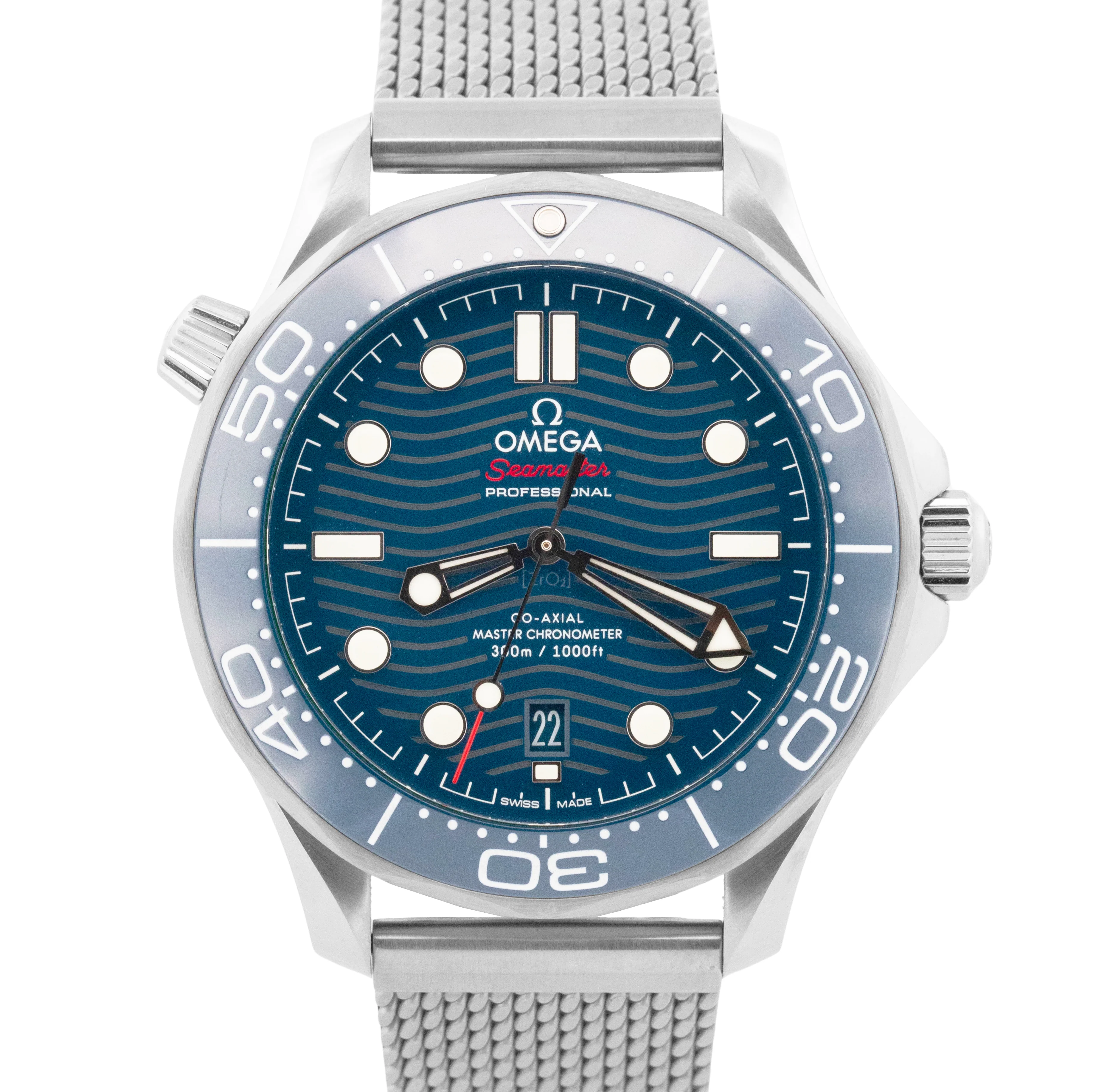 PAPERS Omega Seamaster Diver 42mm BLUE WAVE Date 210.30.42.20.03.001 Watch BOX