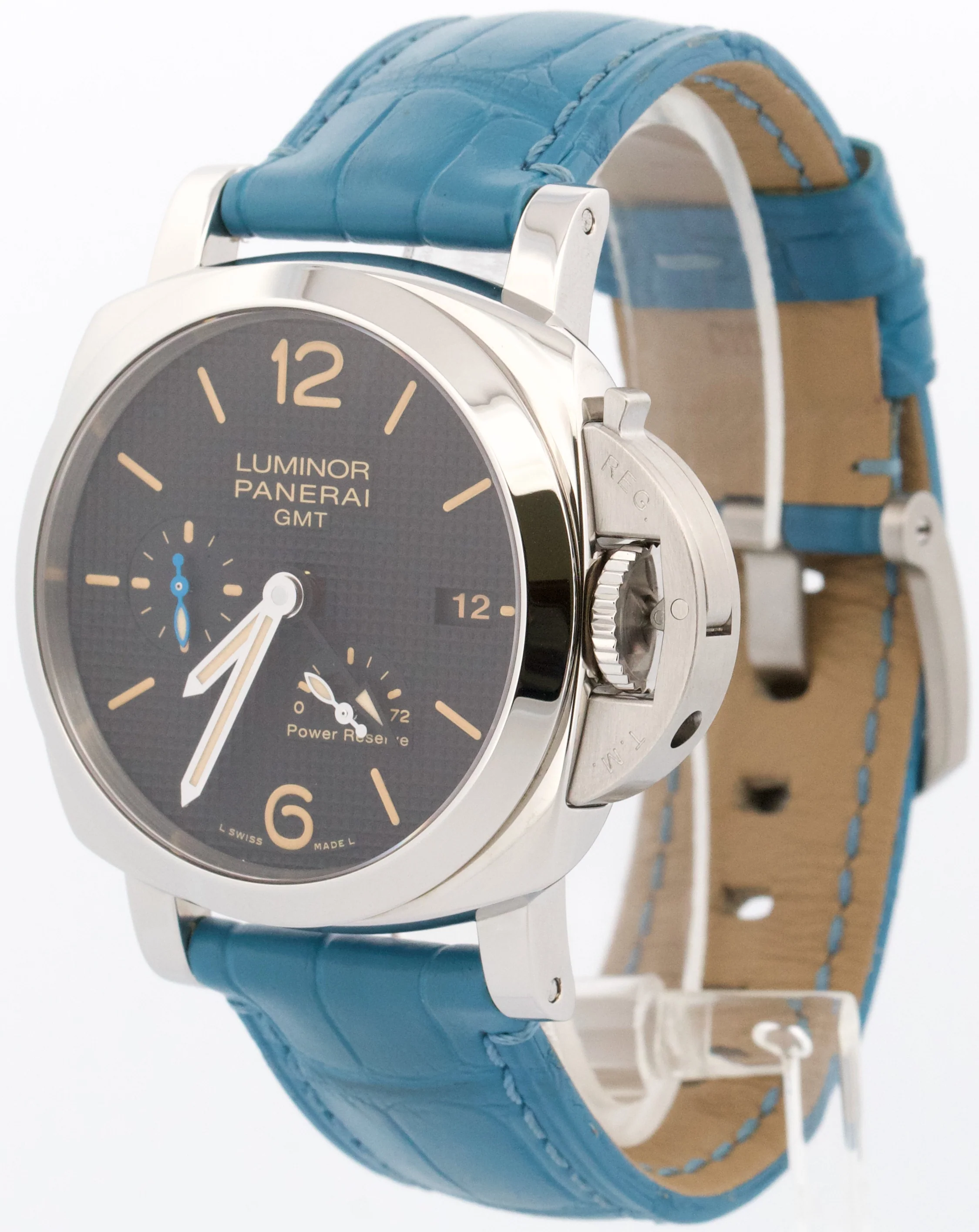 PAPERS Panerai Luminor GMT Power Reserve Black BLUE Leather 42mm PAM01537 BOX - Image 3