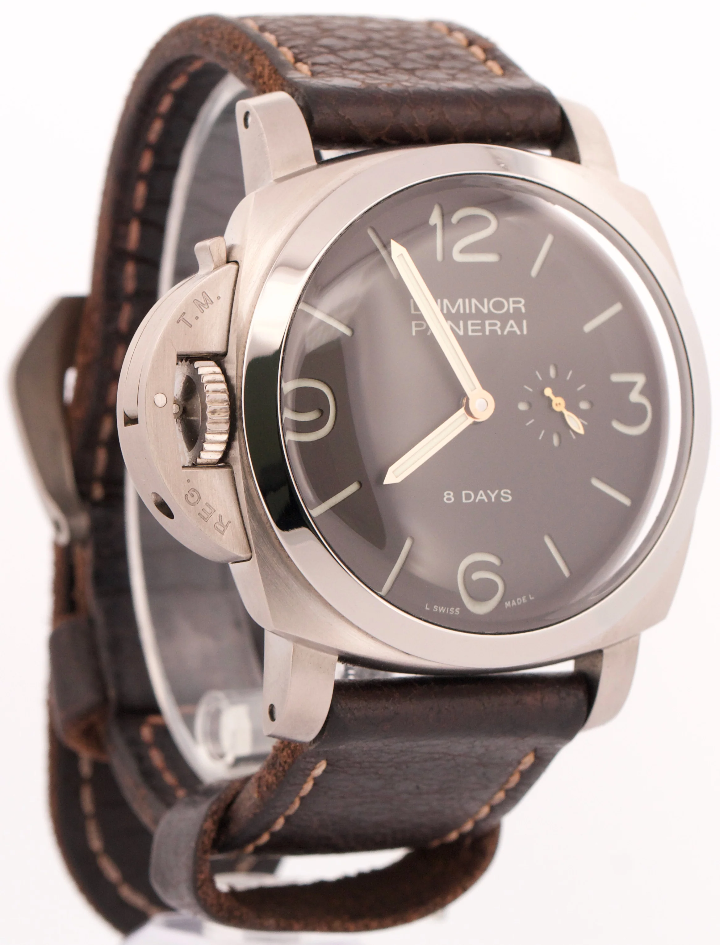 PAPERS Panerai Luminor Titanio 8-Days 1950 Brown 47mm LEFT-HANDED PAM00368 BOX - Image 3
