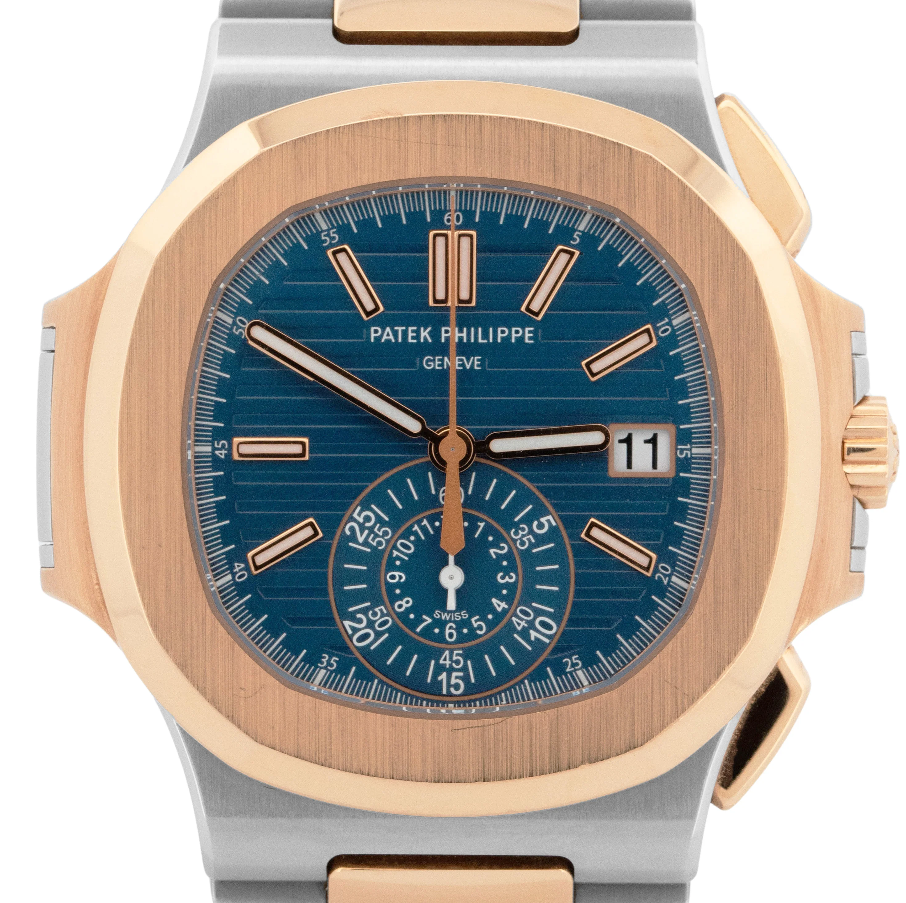 PAPERS Patek Philippe Nautilus 40.5mm Chronograph 18K Two-Tone Blue 5980/1AR BOX