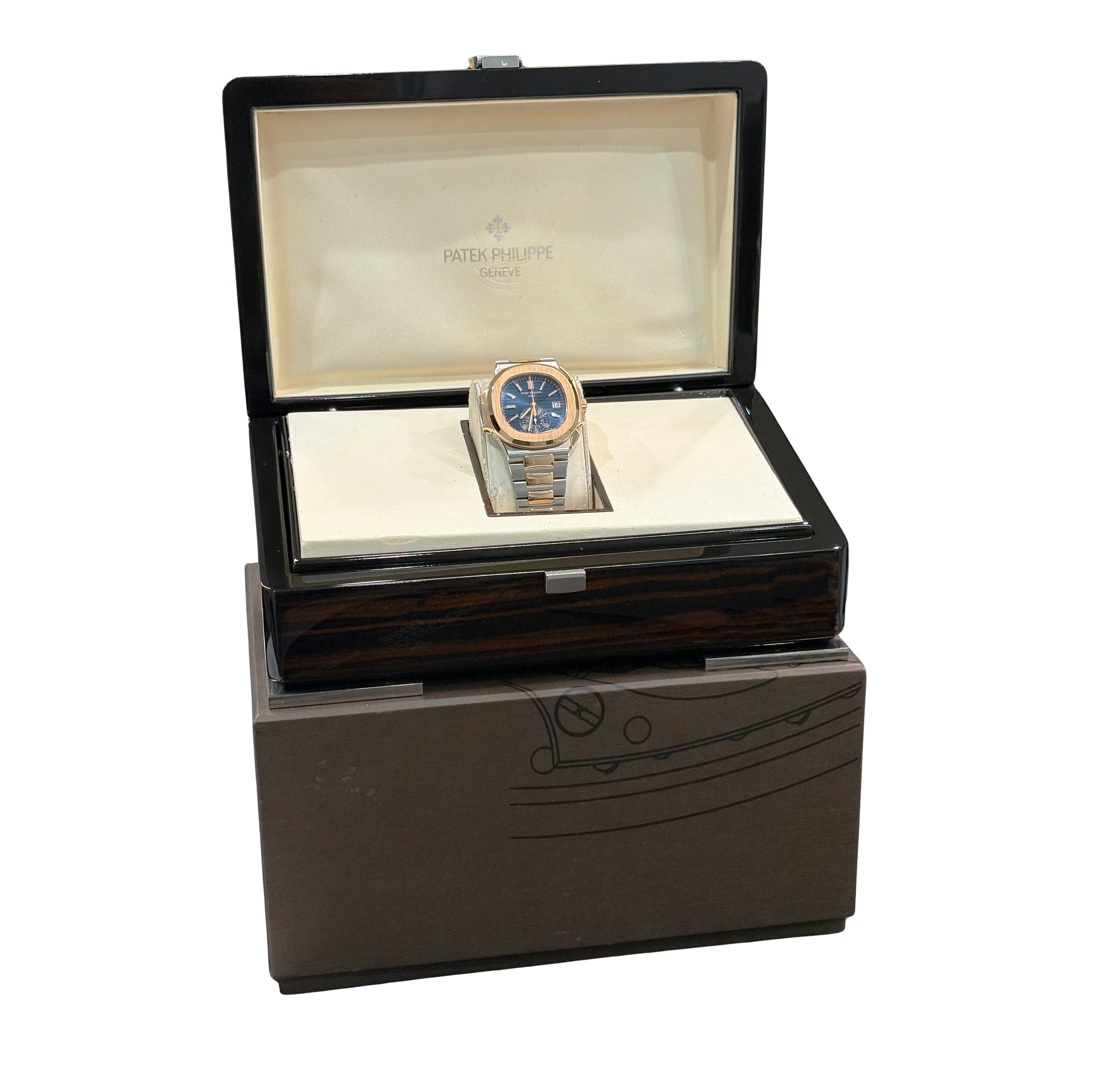 PAPERS Patek Philippe Nautilus 40.5mm Chronograph 18K Two-Tone Blue 5980/1AR BOX - Image 3