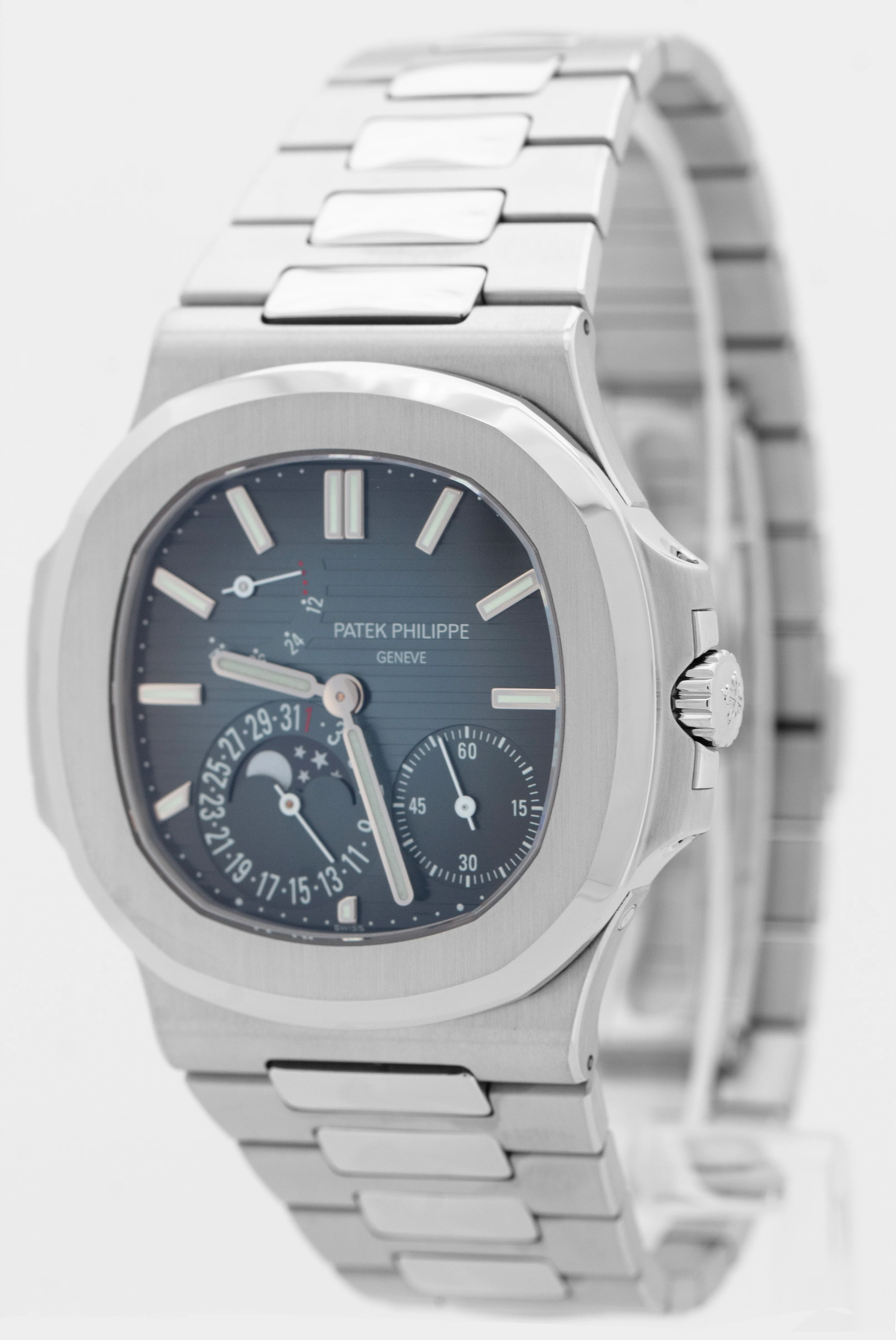PAPERS Patek Philippe Nautilus Blue Moon Phase 40mm Steel Watch 5712/1A-001 BOX - Image 3