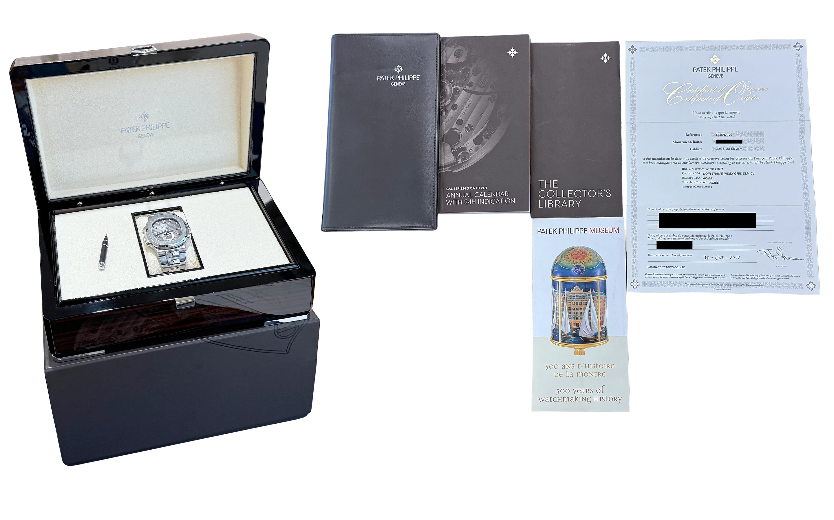 PAPERS Patek Philippe Nautilus Moonphase GRAY Steel 40.5mm 5726/1A Watch BOX - Image 2
