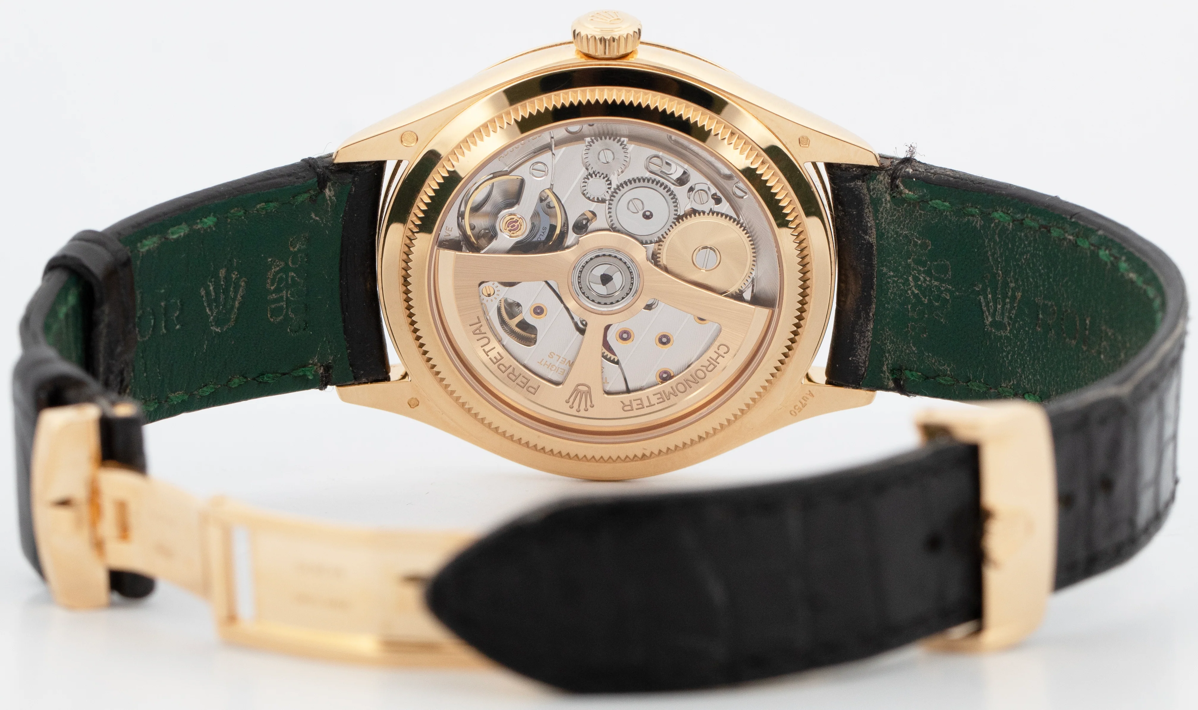 PAPERS Rolex 1908 Black 18K Yellow Gold Leather Strap 39mm 52508 Watch BOX - Image 6