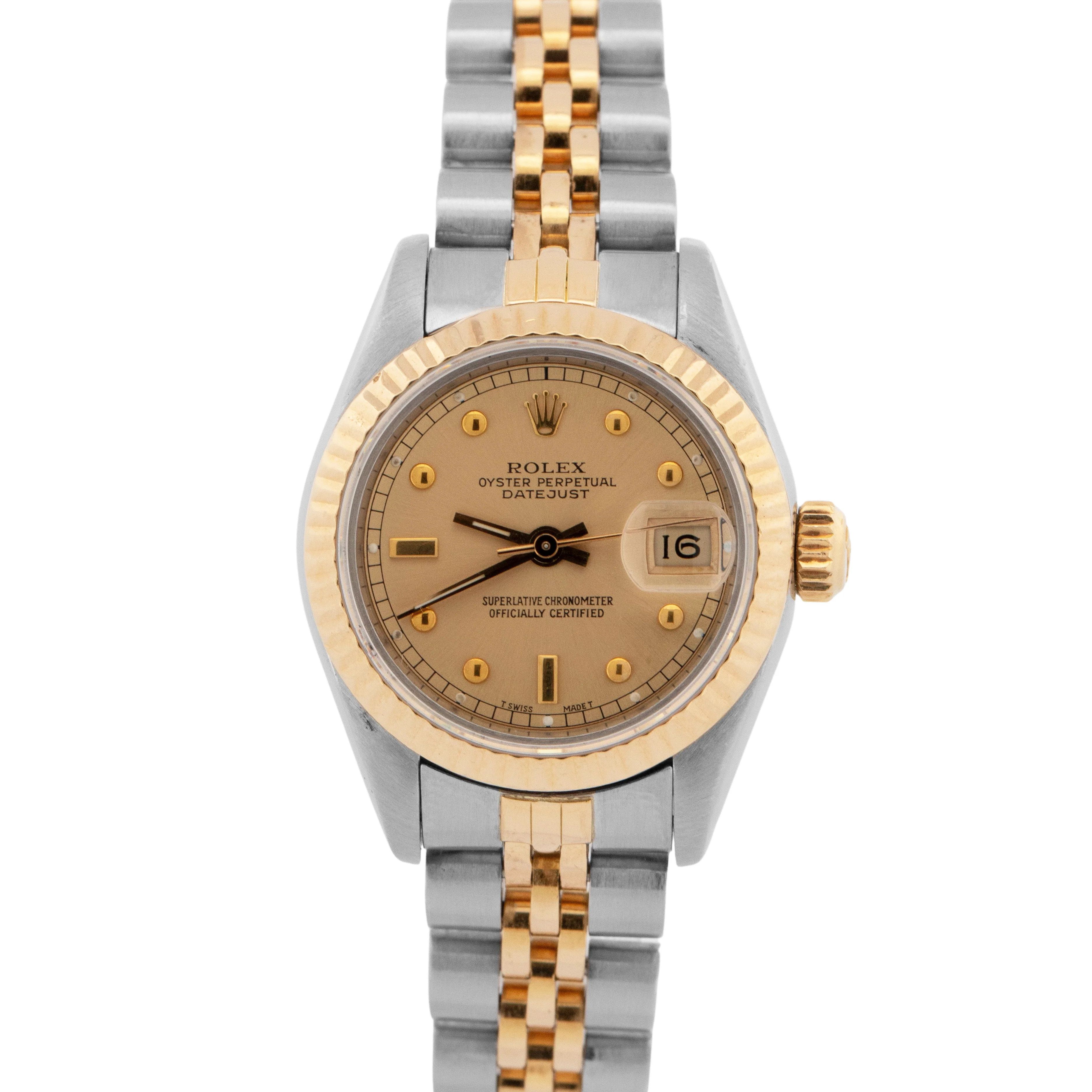 PAPERS Rolex DateJust 26mm PINBALL Champagne 18K Gold JUBILEE 69173 Watch BOX