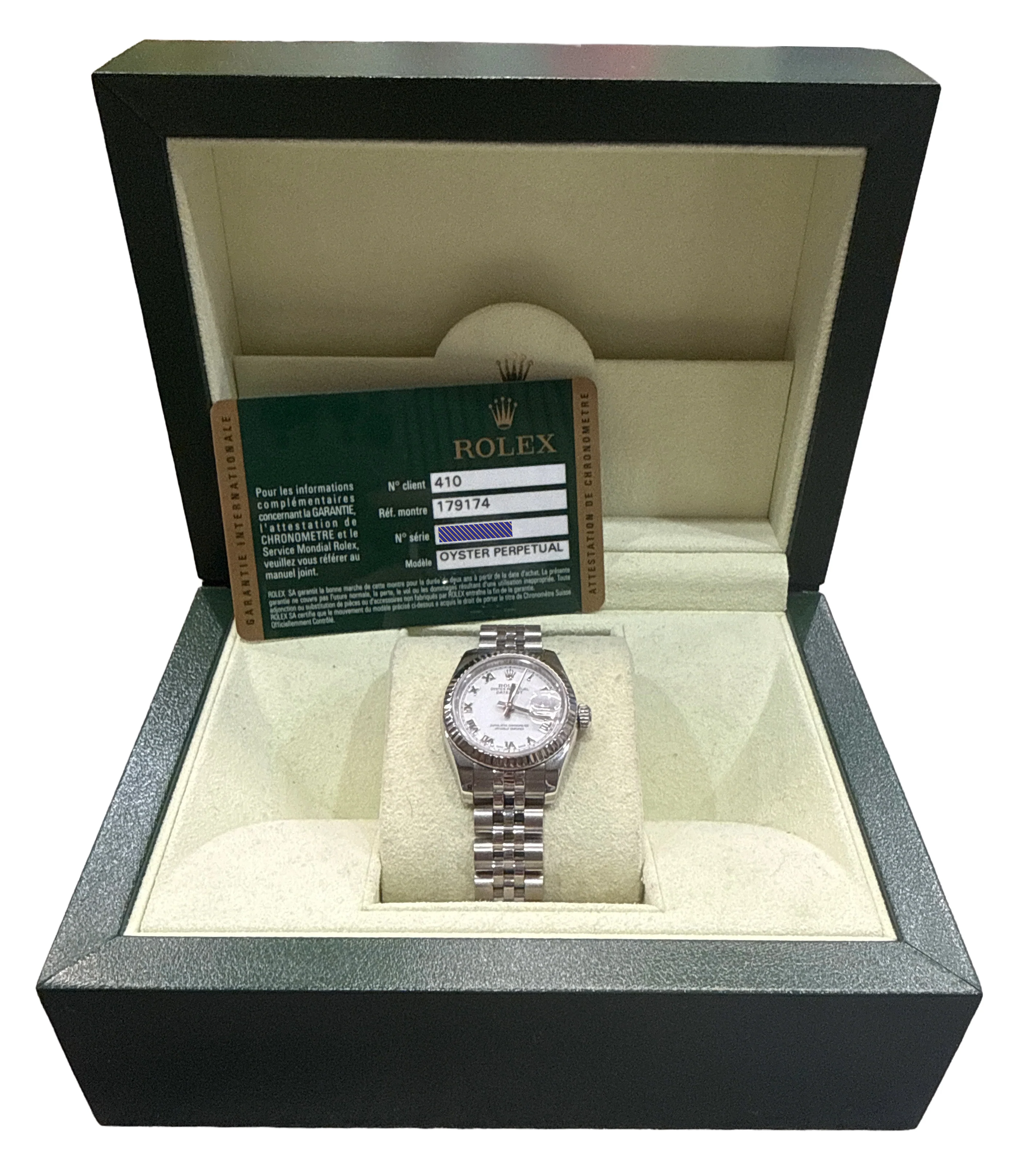 PAPERS Rolex DateJust 26mm WHITE ROMAN Steel 18K Gold JUBILEE 179174 BOX - Image 2