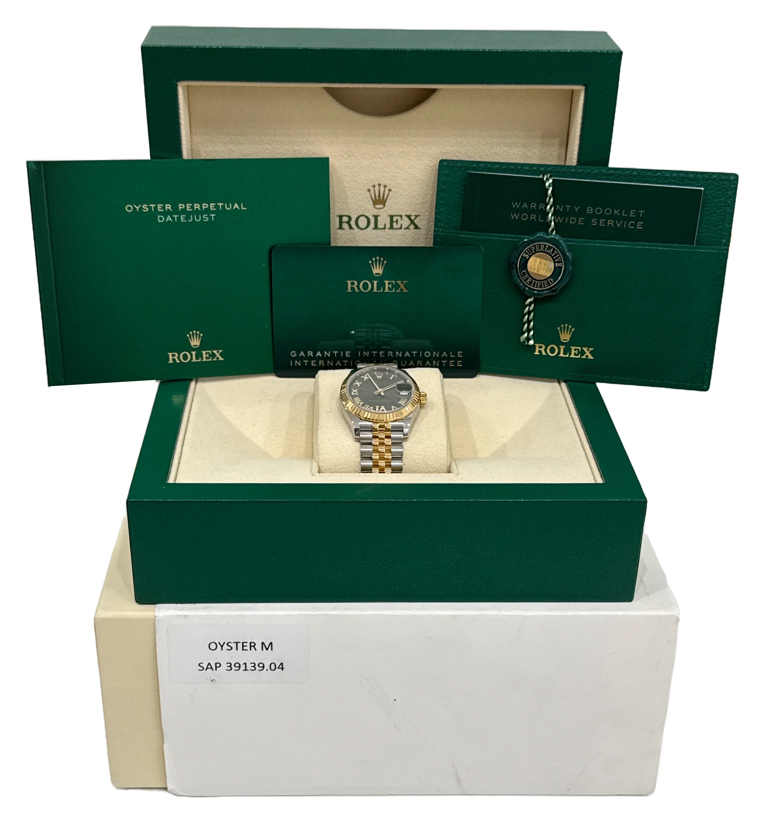 PAPERS Rolex Datejust 31mm 18k Steel GREEN ROMAN DIAMOND Jubilee 278273 BOX - Image 2