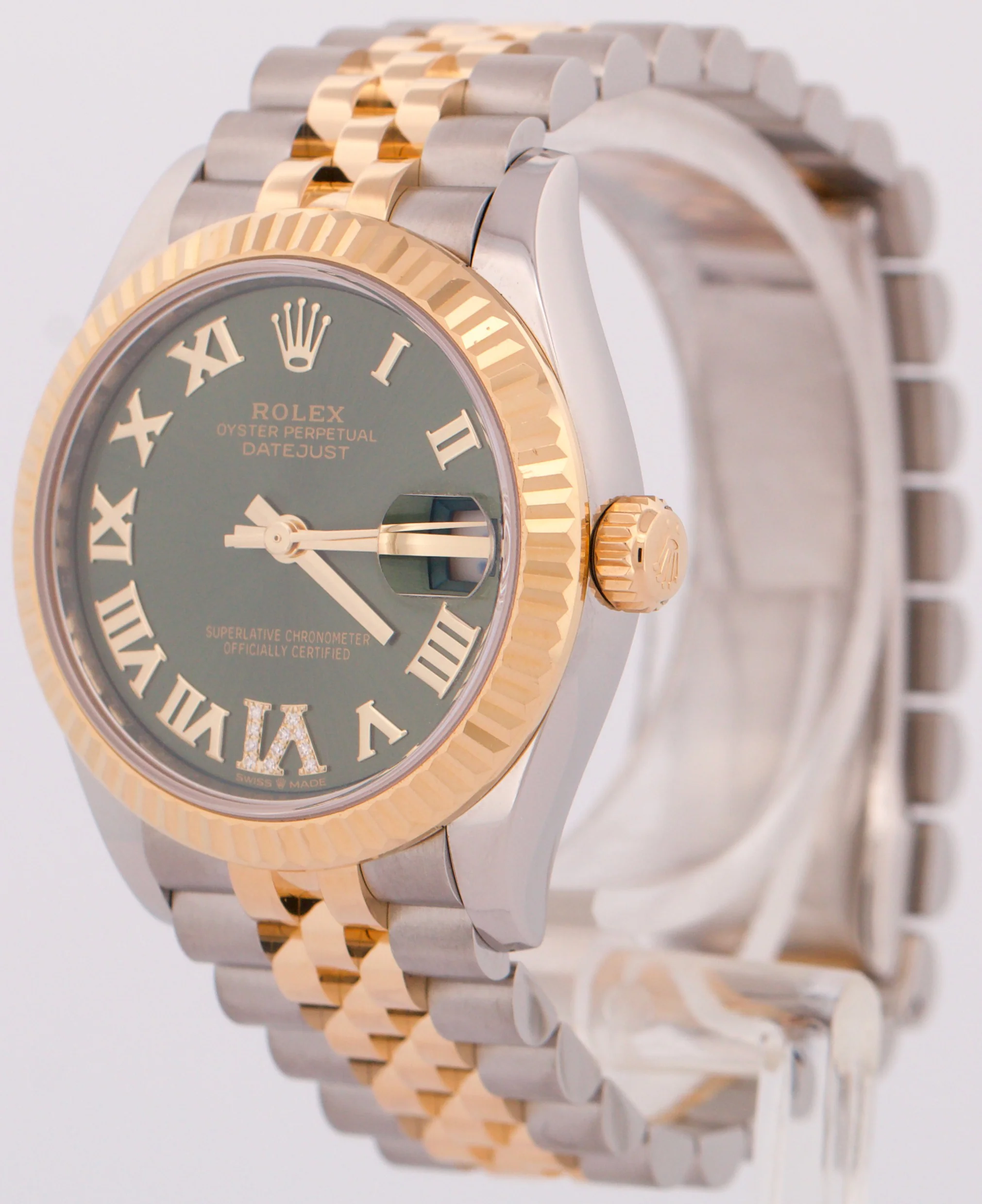 PAPERS Rolex Datejust 31mm 18k Steel GREEN ROMAN DIAMOND Jubilee 278273 BOX - Image 3