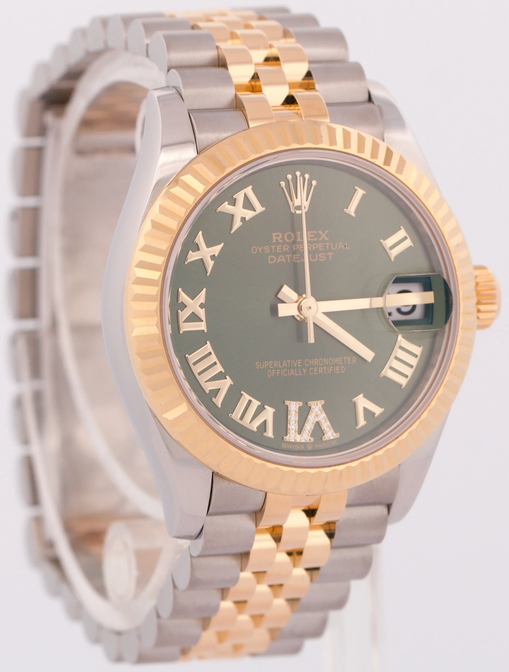 PAPERS Rolex Datejust 31mm 18k Steel GREEN ROMAN DIAMOND Jubilee 278273 BOX - Image 4