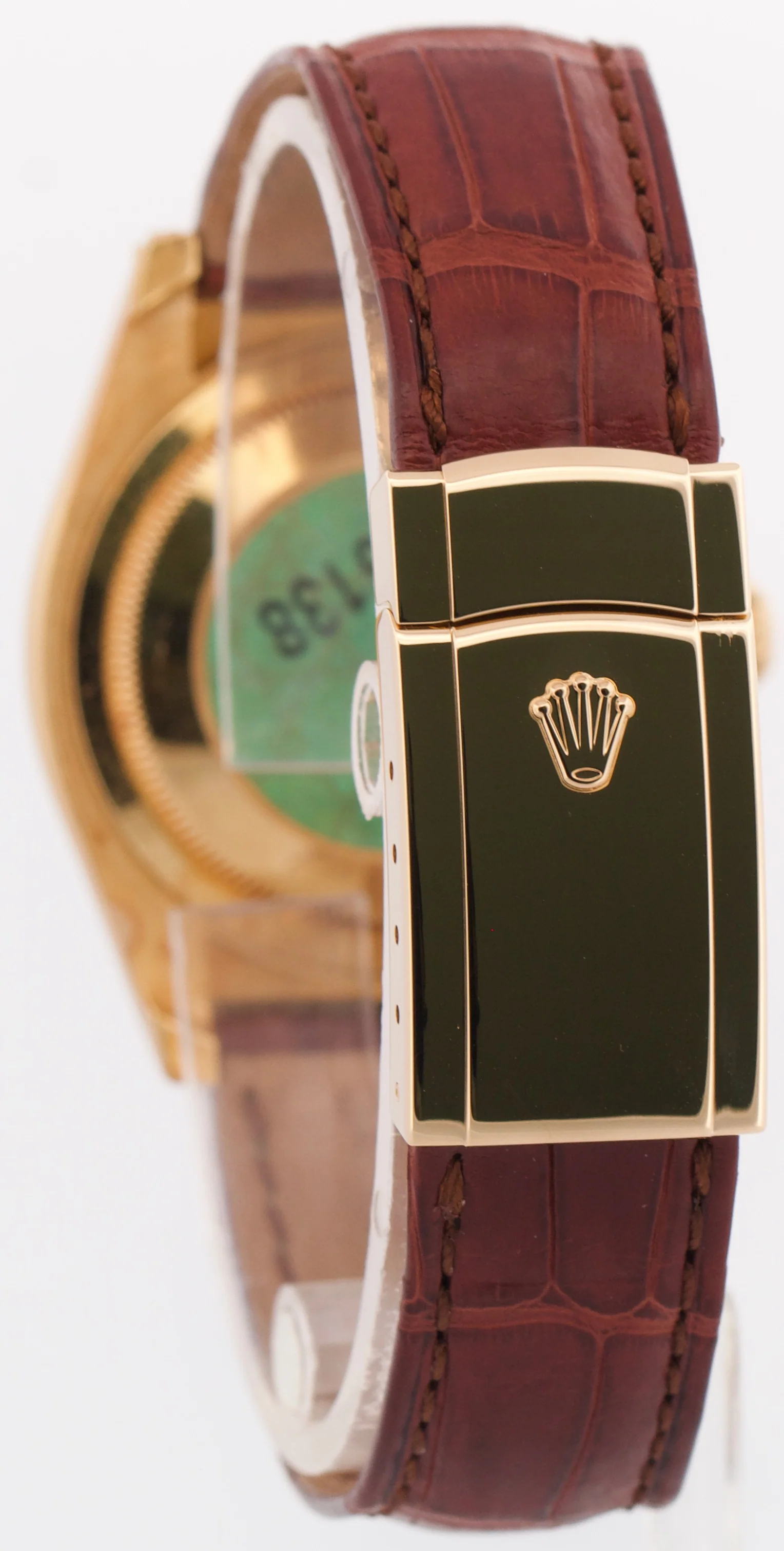 PAPERS Rolex DateJust 36mm BLACK JUBILEE ROMAN 18K Gold Leather Watch 116138 BOX - Image 5