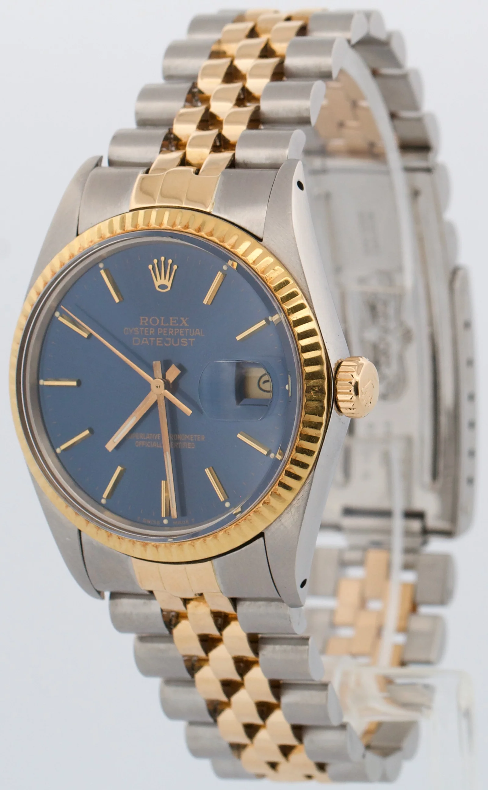 PAPERS Rolex DateJust 36mm BLUE Two-Tone 18K Yellow Gold Steel JUBILEE 16013 BOX - Image 3