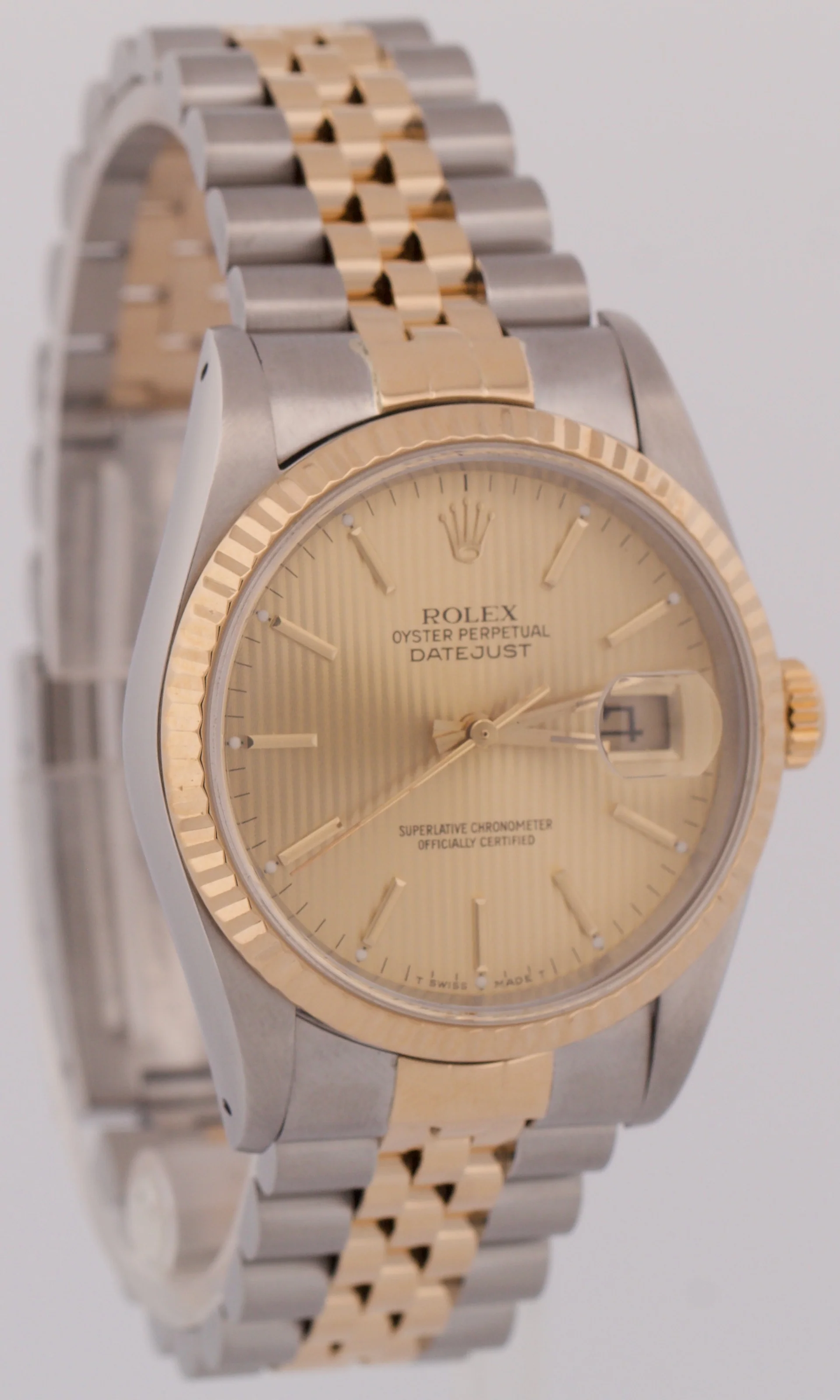PAPERS Rolex DateJust 36mm CHAMPAGNE TAPESTRY 18K Gold Steel JUBILEE 16233 BOX - Image 4