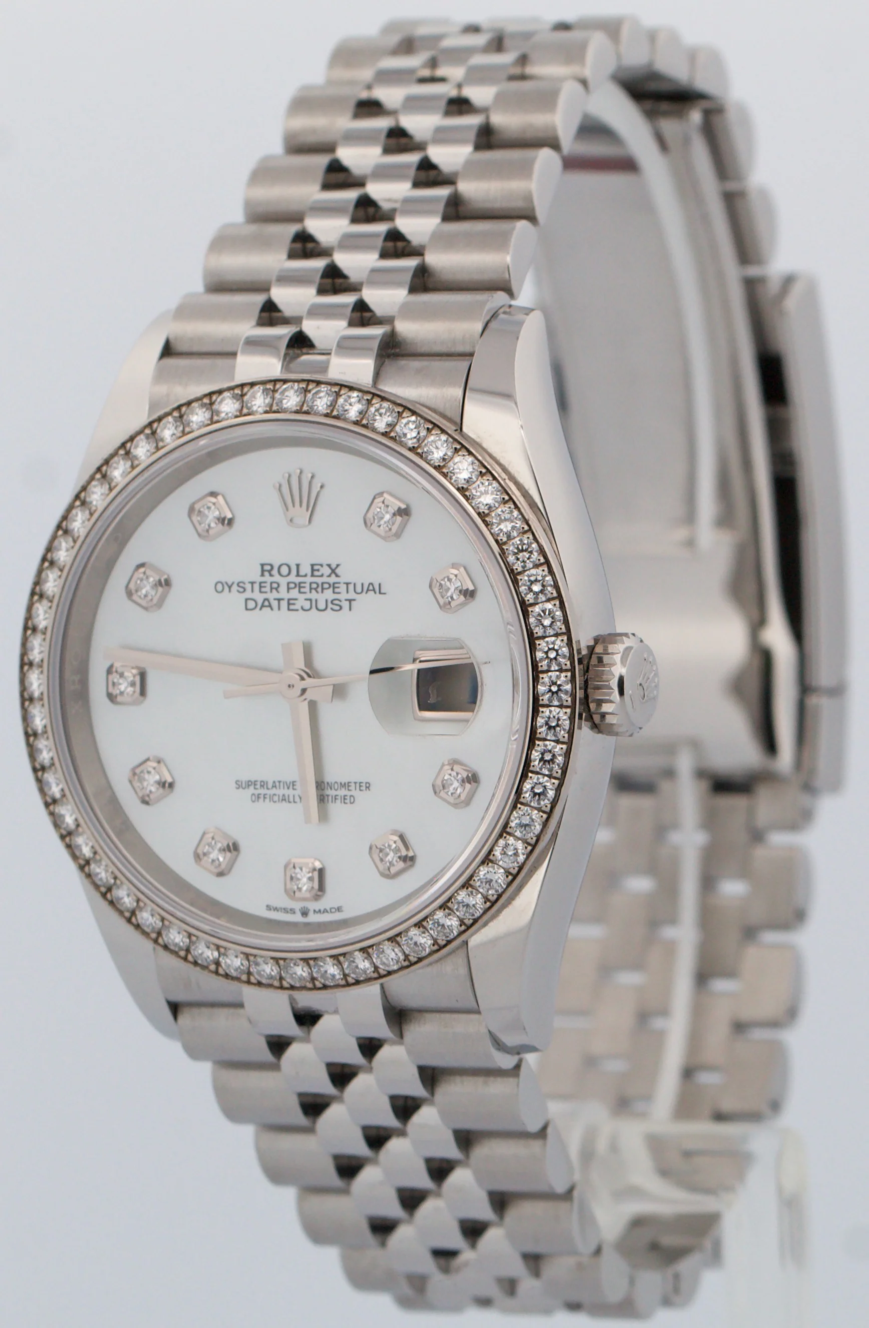 PAPERS Rolex DateJust 36mm FACTORY MOP DIAMOND Stainless Jubilee 126284 RBR BOX - Image 3