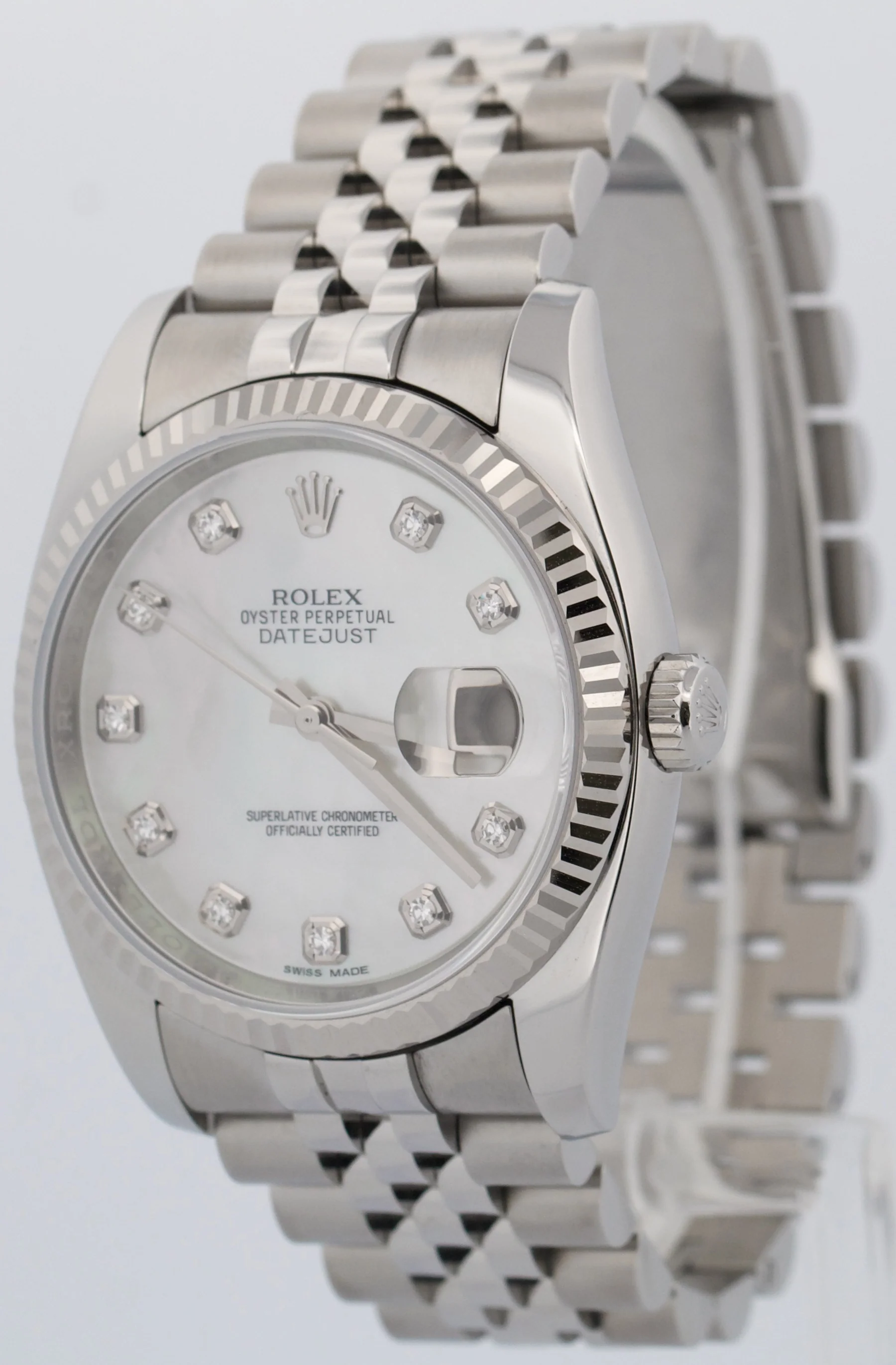 PAPERS Rolex DateJust 36mm FACTORY MOP DIAMOND Steel JUBILEE 18K Gold 116234 BOX - Image 3