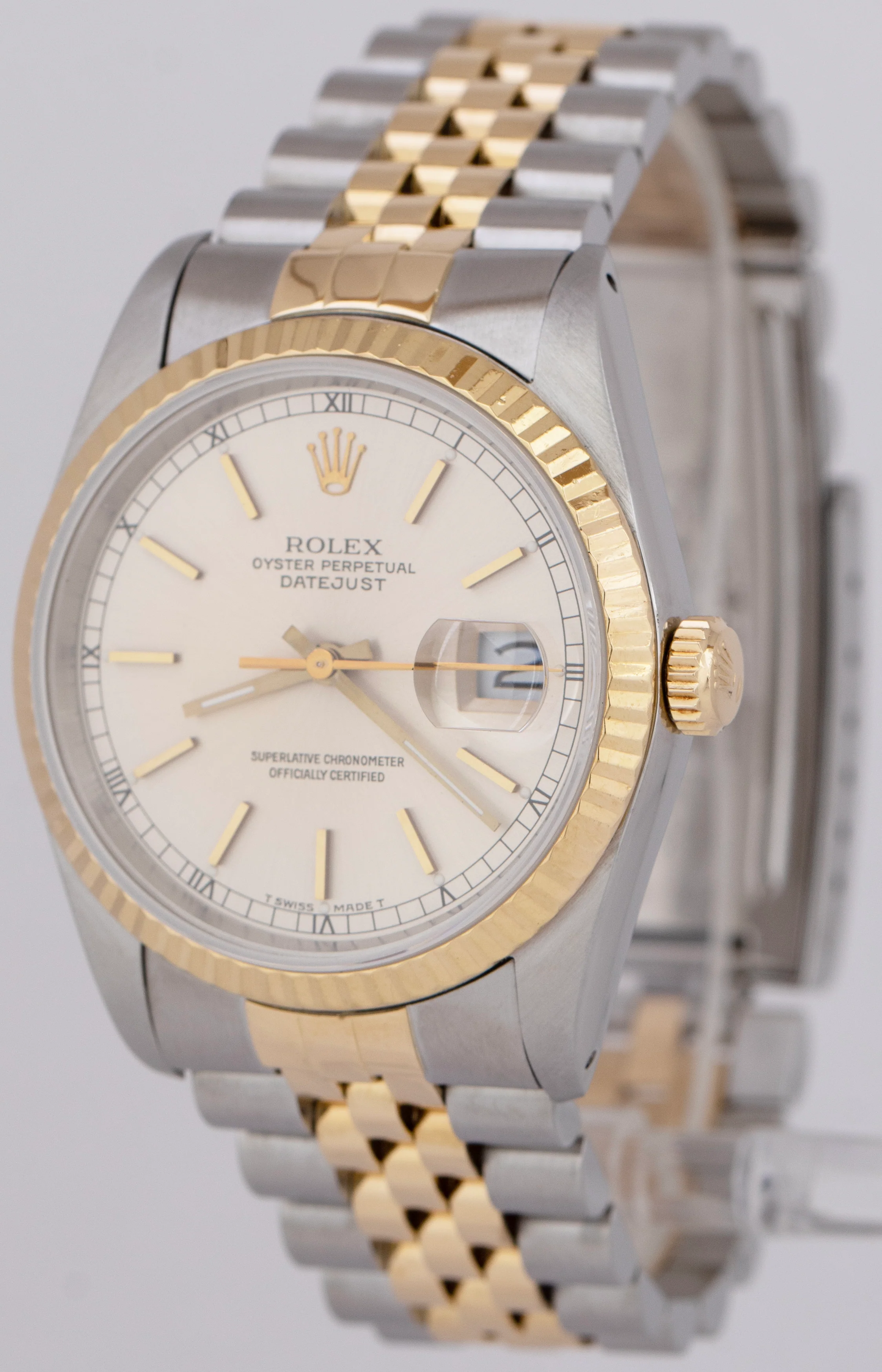 PAPERS Rolex DateJust 36mm PAPERS Silver Yellow Gold Stainless Watch 16233 BOX - Image 3