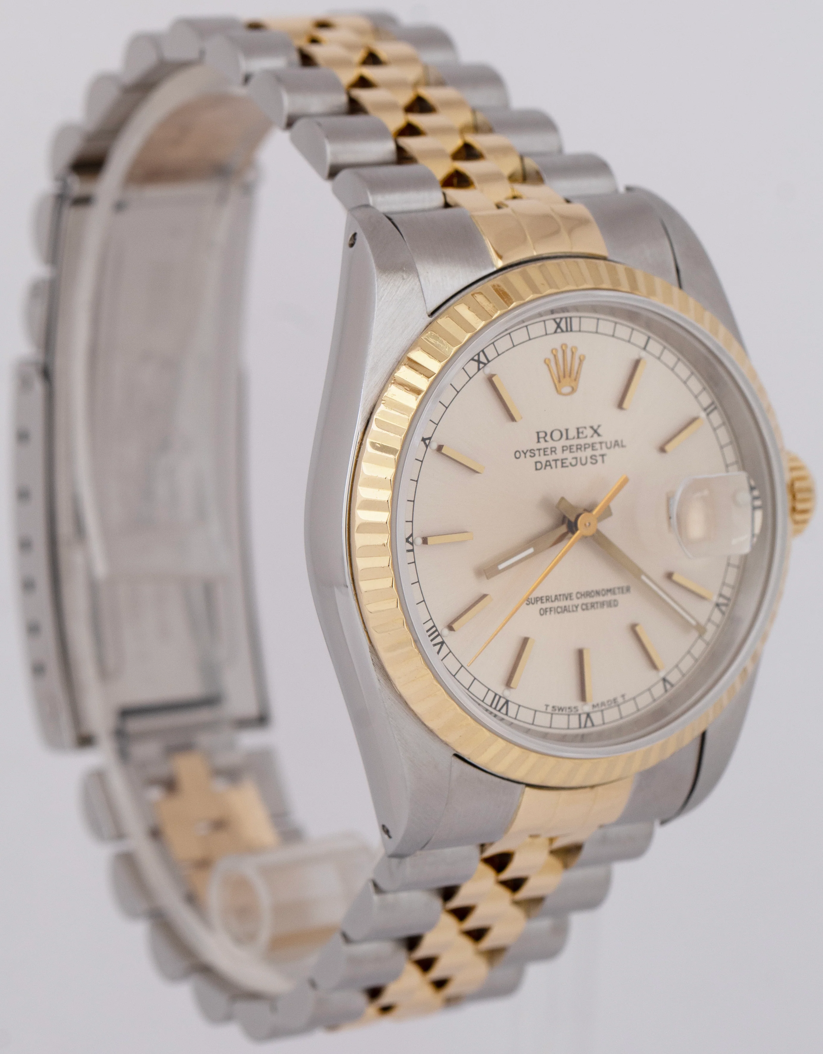 PAPERS Rolex DateJust 36mm PAPERS Silver Yellow Gold Stainless Watch 16233 BOX - Image 4
