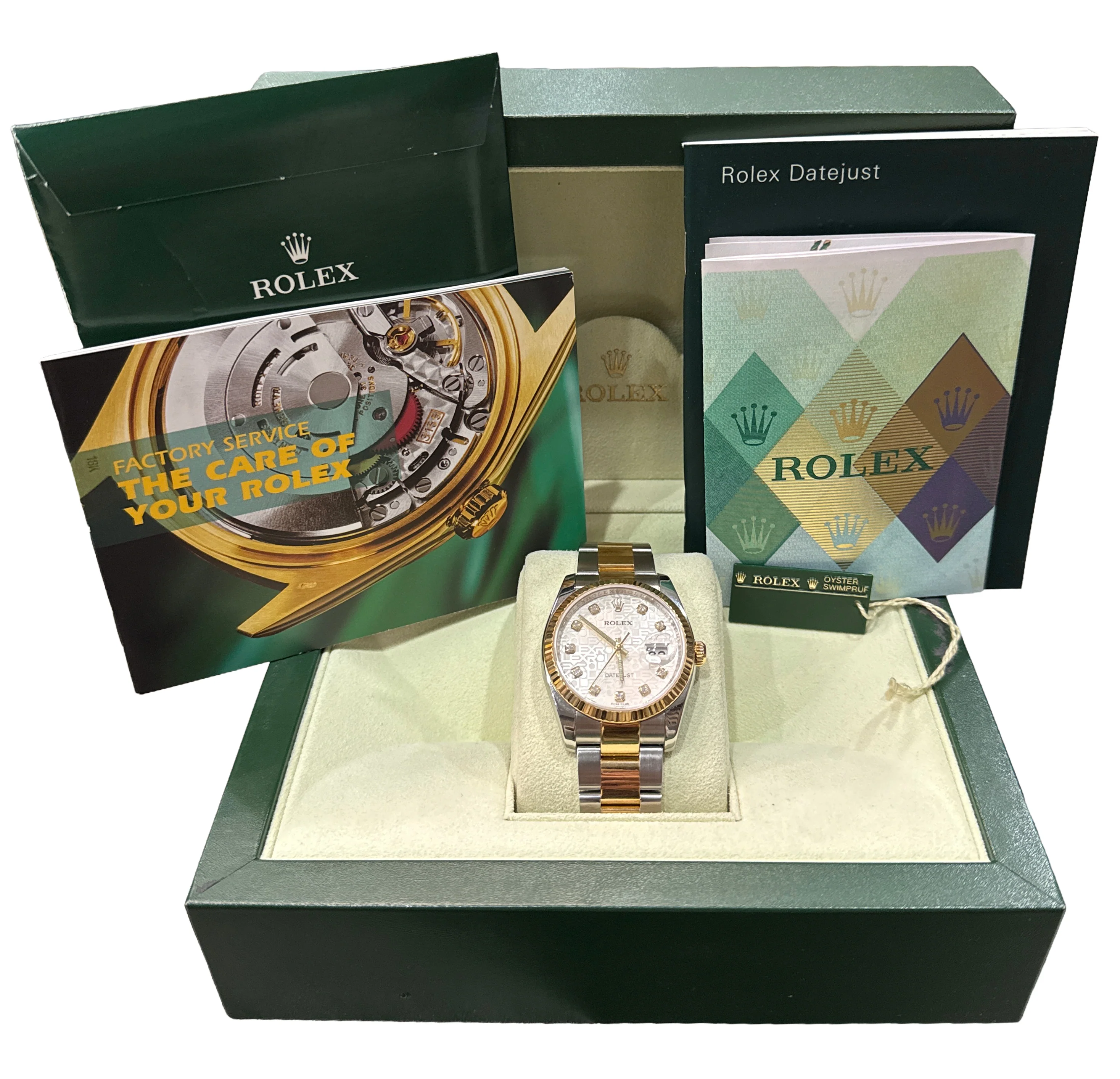 PAPERS Rolex DateJust 36mm SILVER JUBILEE DIAMOND 18K Yellow Gold 116233 BOX - Image 2