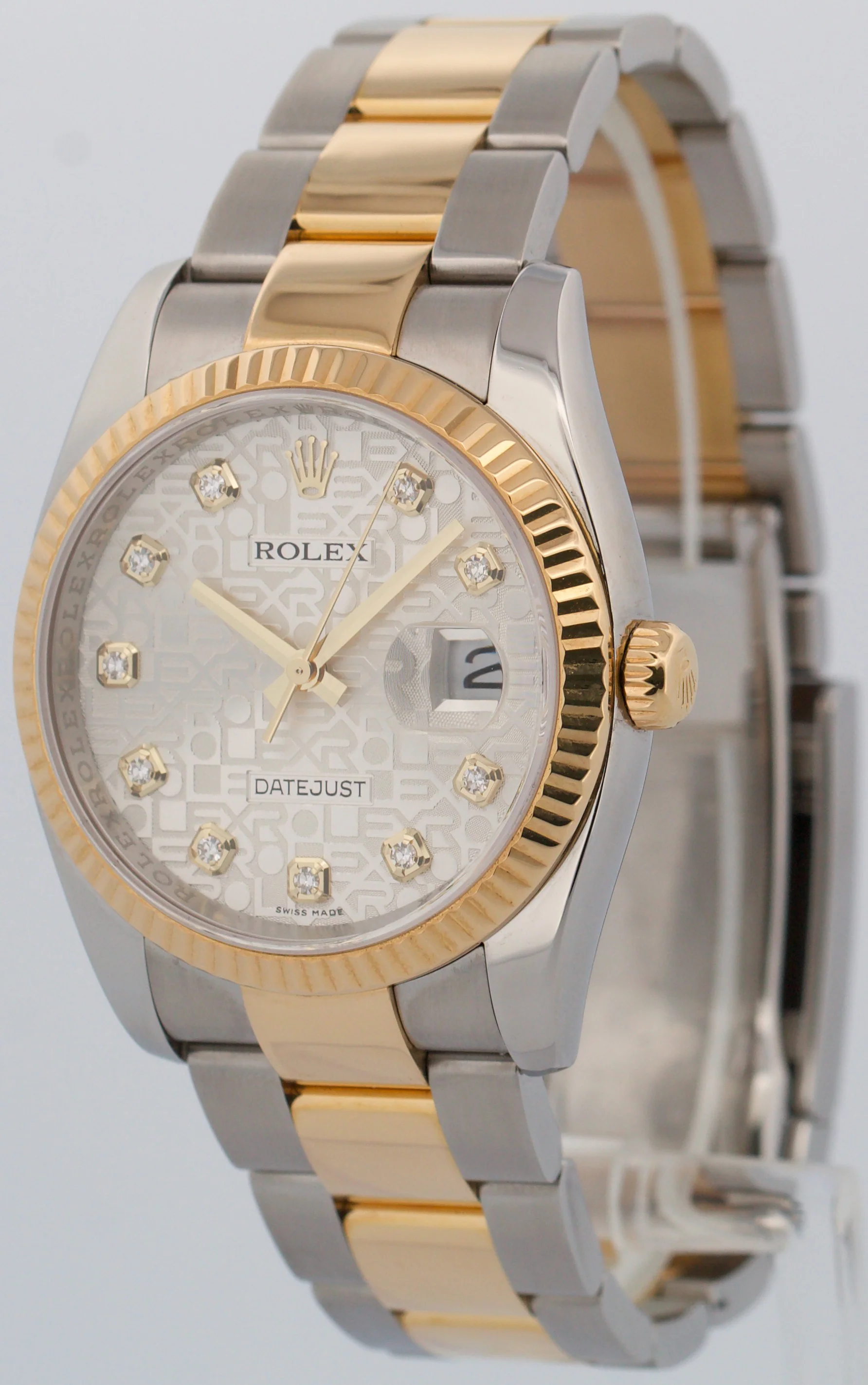 PAPERS Rolex DateJust 36mm SILVER JUBILEE DIAMOND 18K Yellow Gold 116233 BOX - Image 4